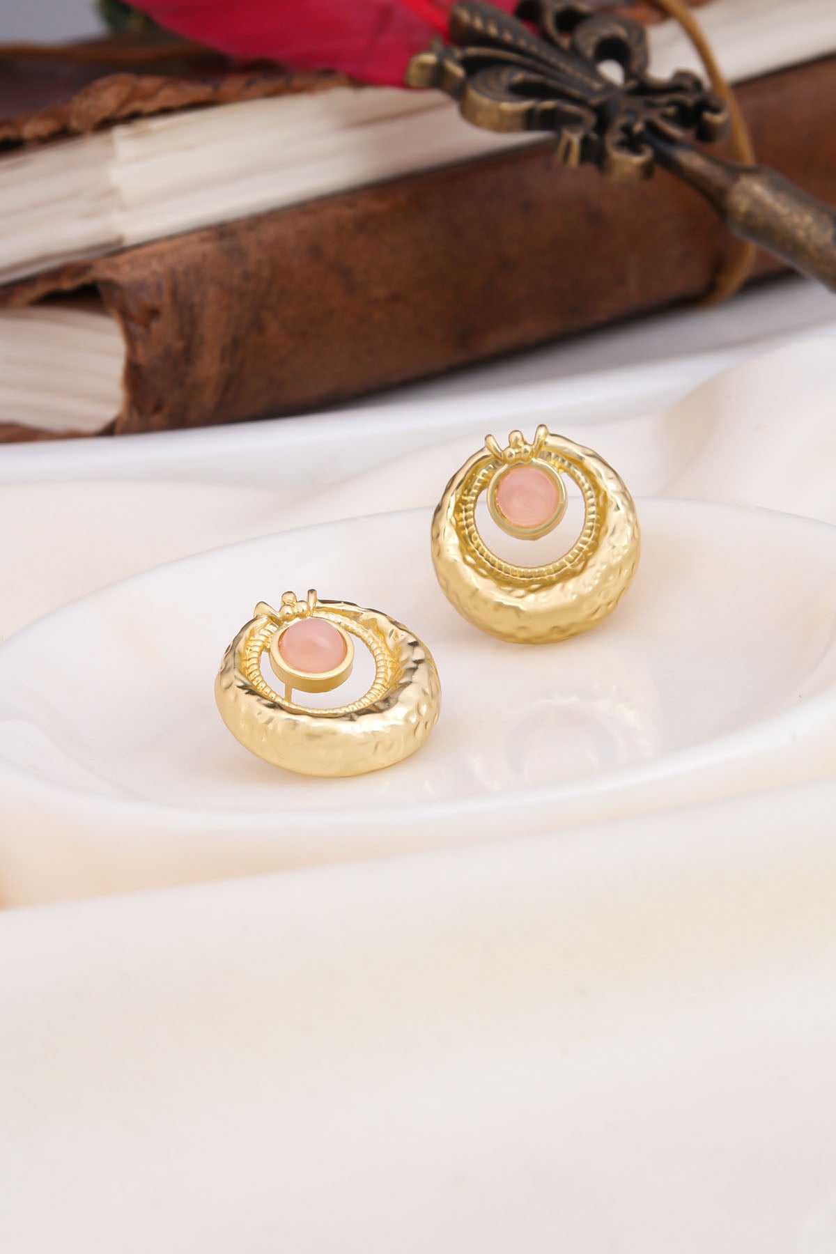 Pink Quartz Boucles D'Oreilles