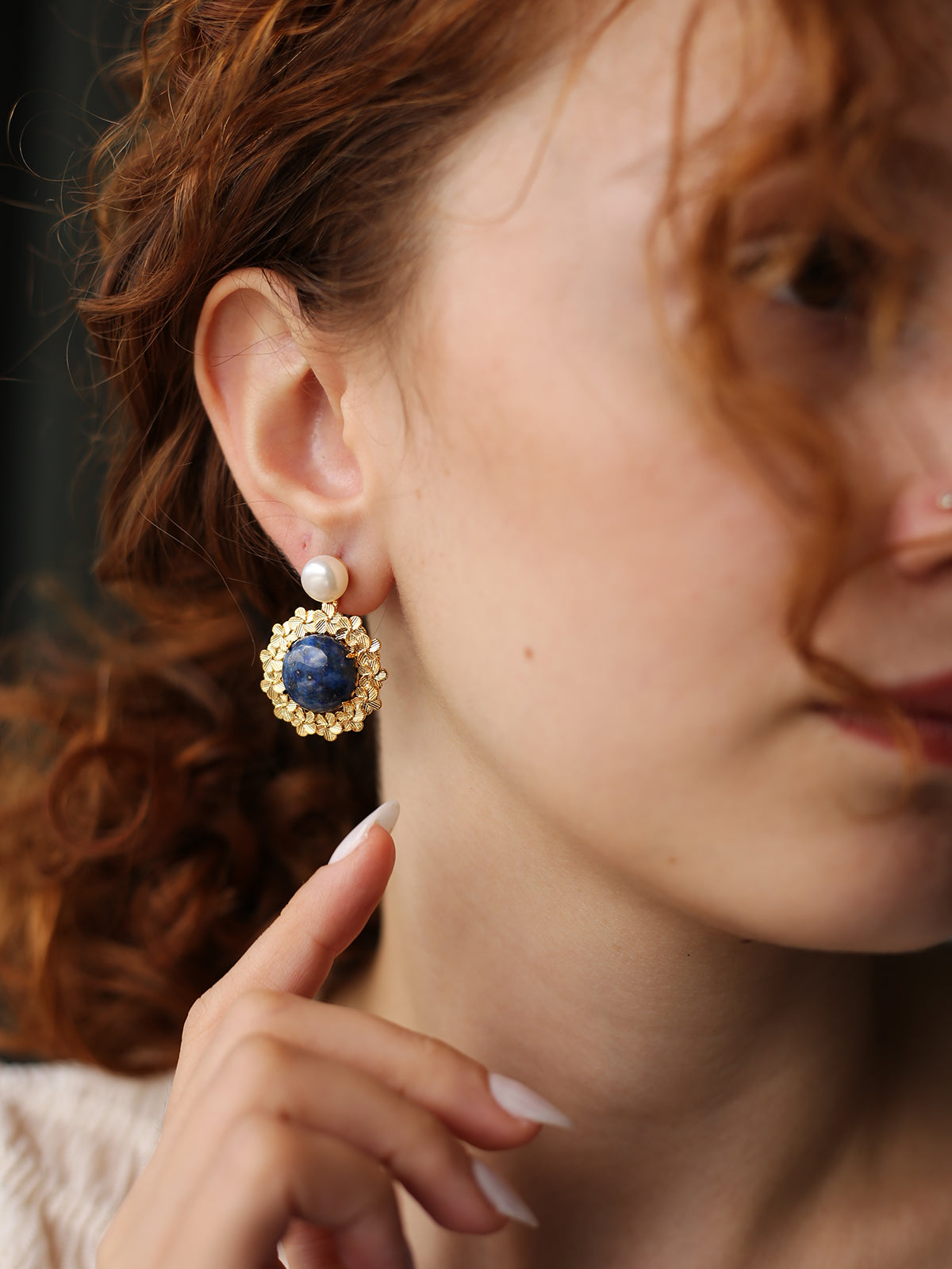 Pearl & Saphire Boucles d'oreilles