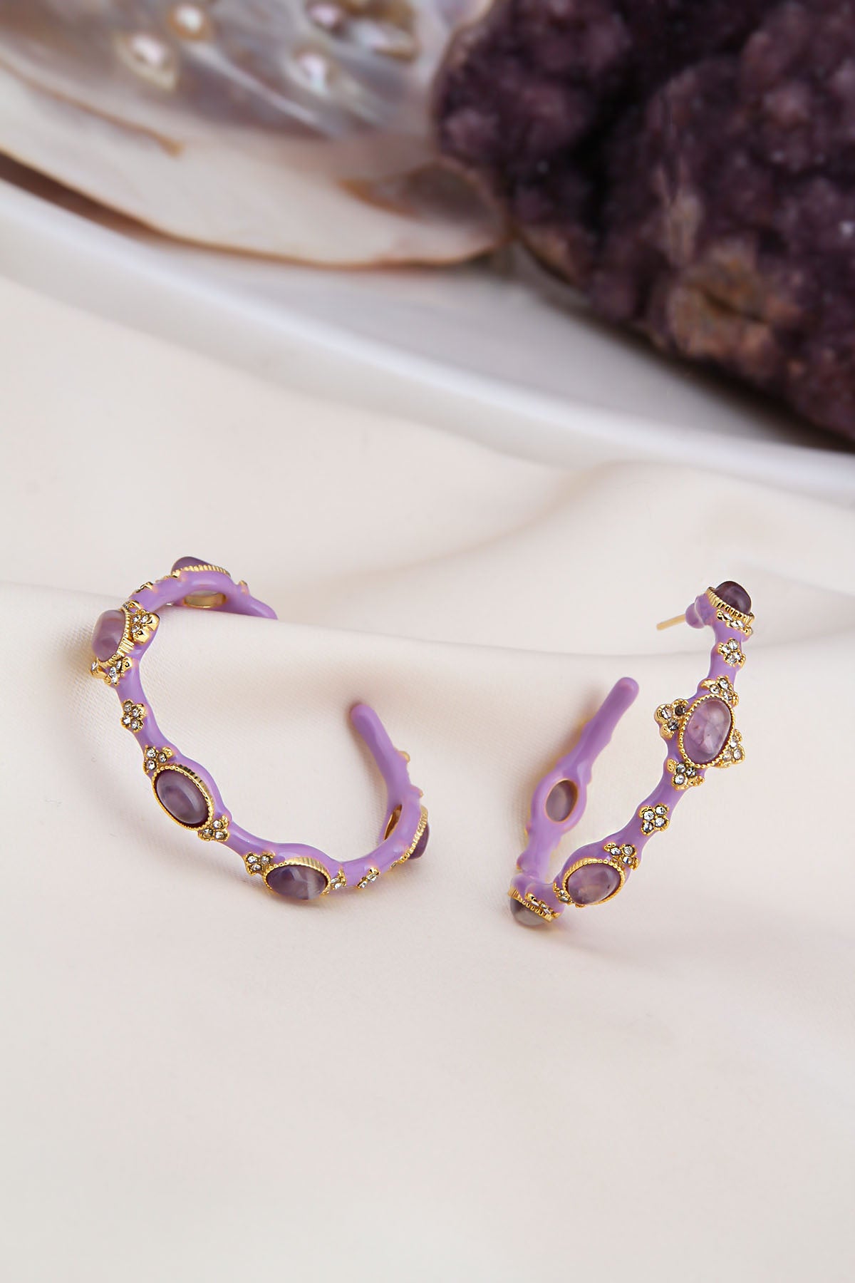 Amethyst & Zircon Earring