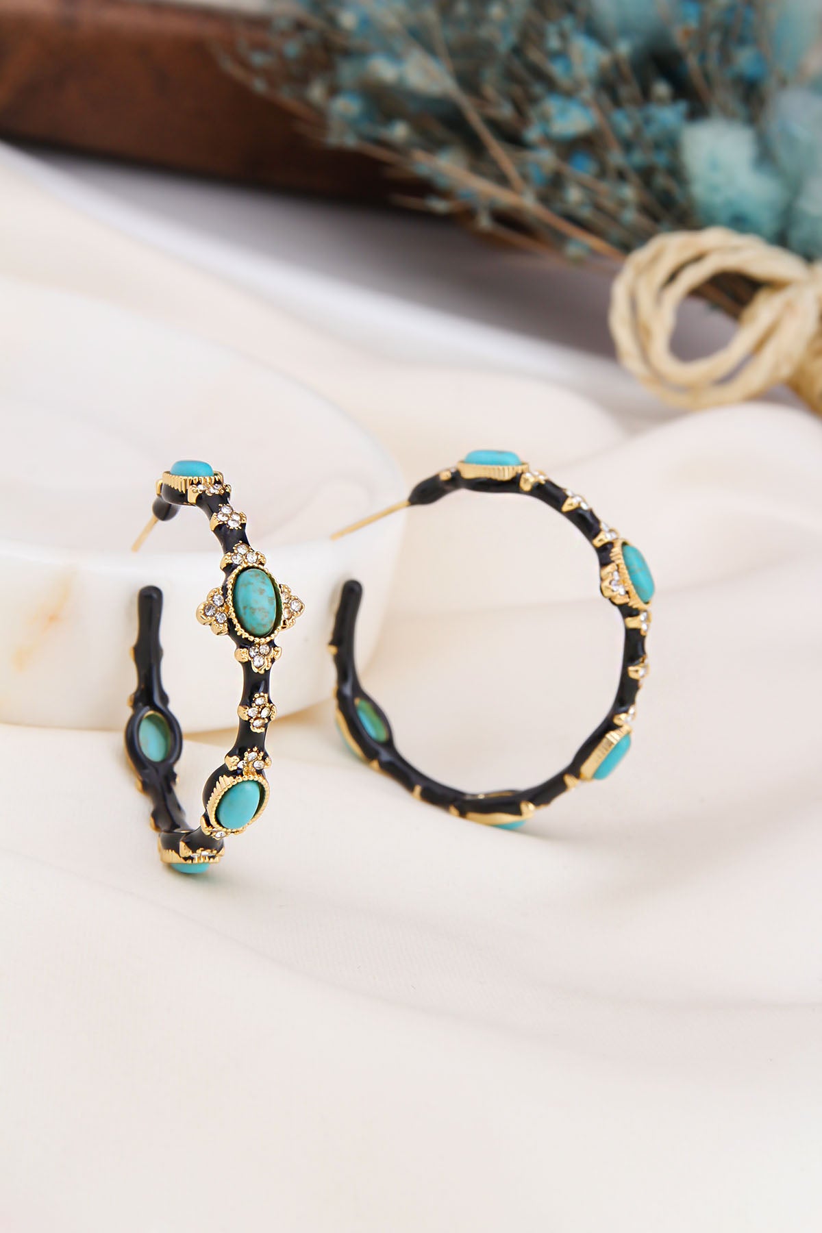 Turquoise & Zircon Boucles D'oreilles