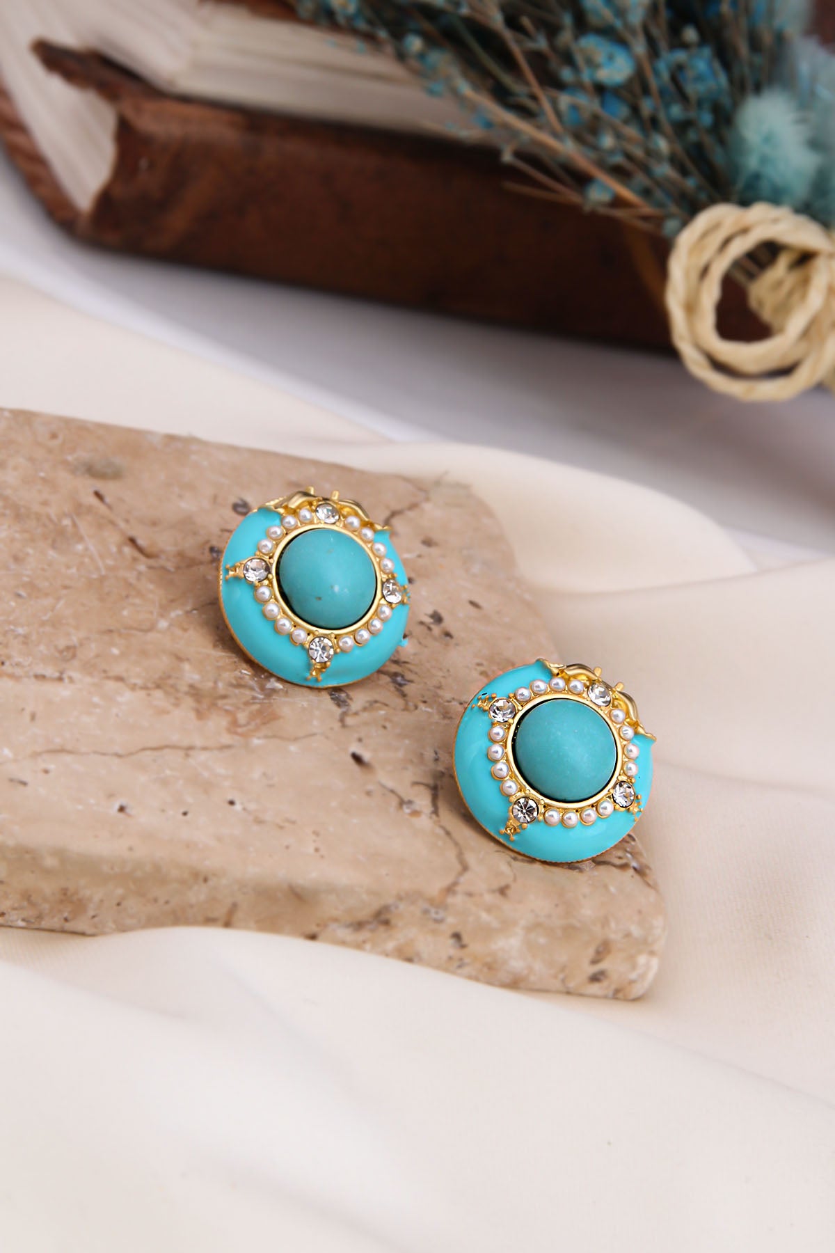 Turquoise & Zircon Boucles D'Oreilles