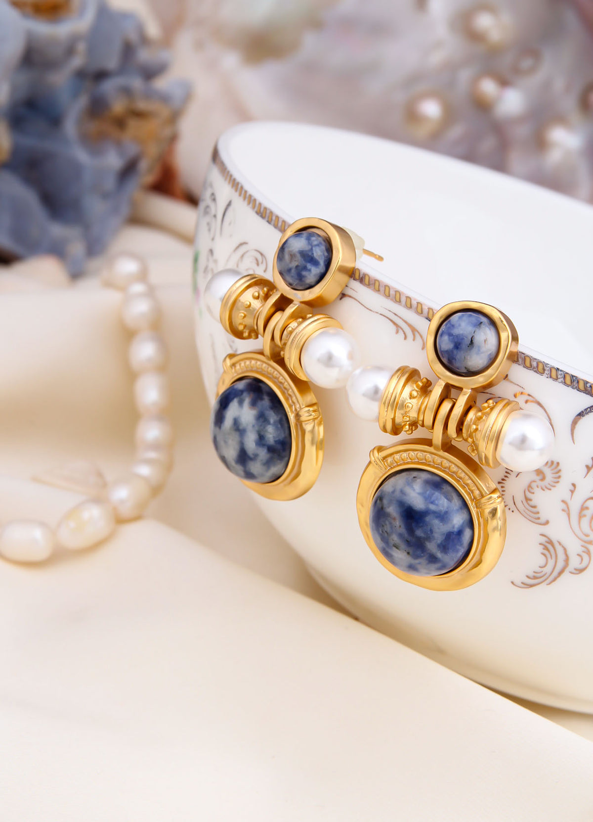 Soldanite & Pearl Earring
