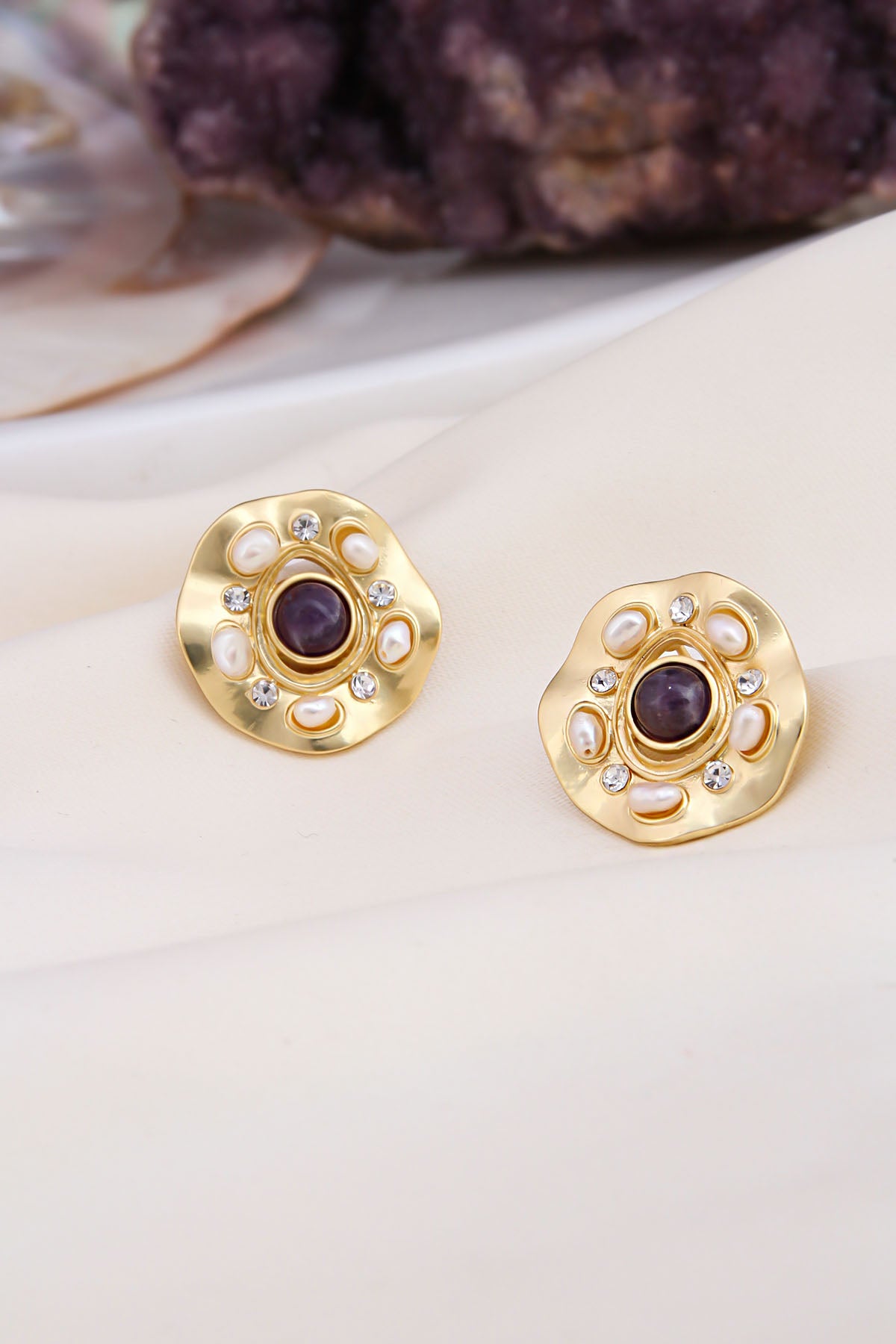 Amethyst & Pearl Boucles D'Oreilles