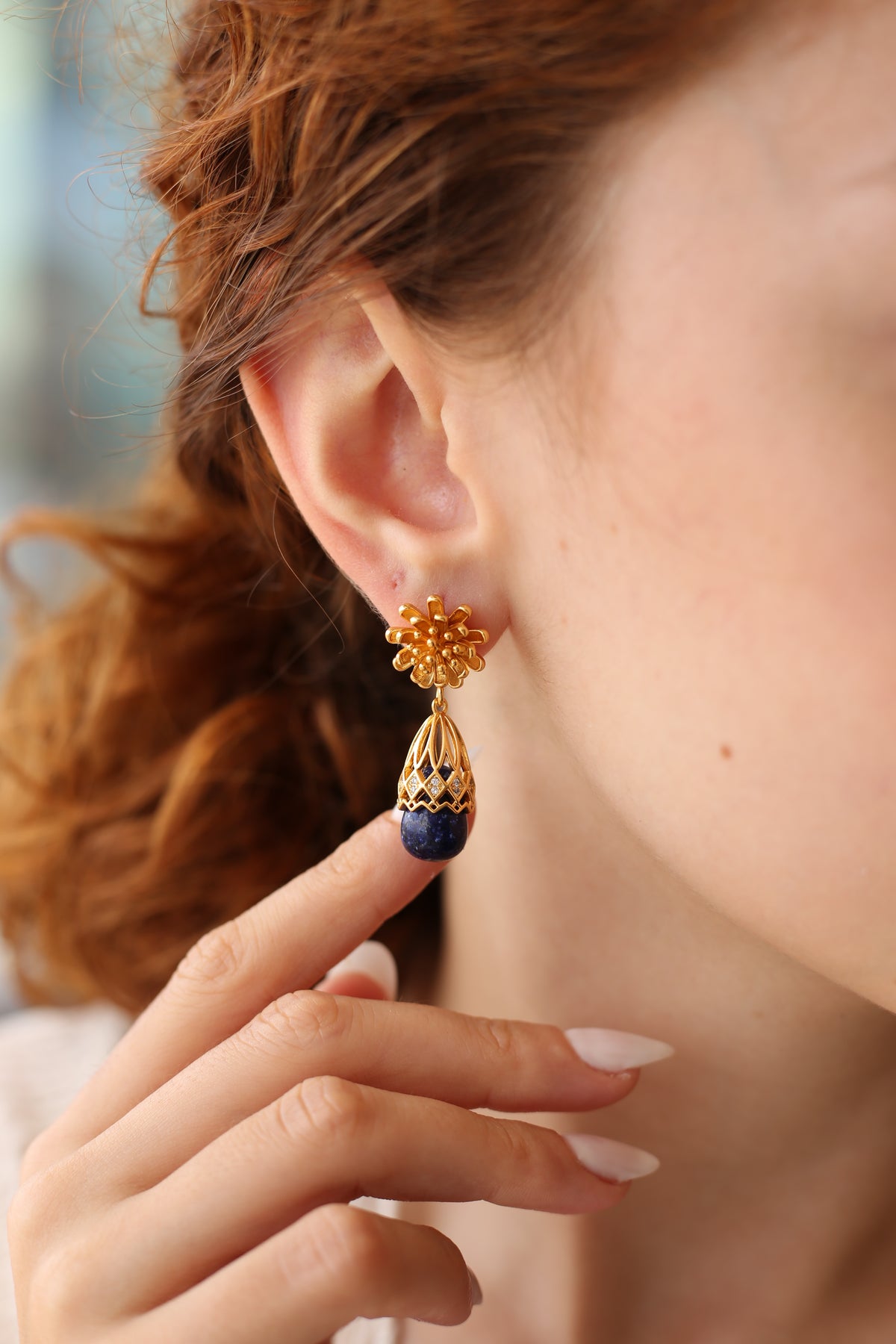 Lapis & Zircon Boucles d'oreilles