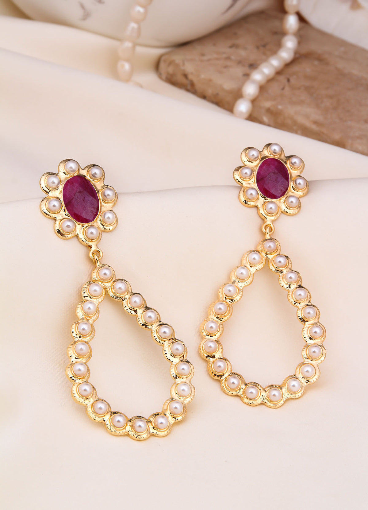 Rodanhite & Pearl Boucle d'oreilles