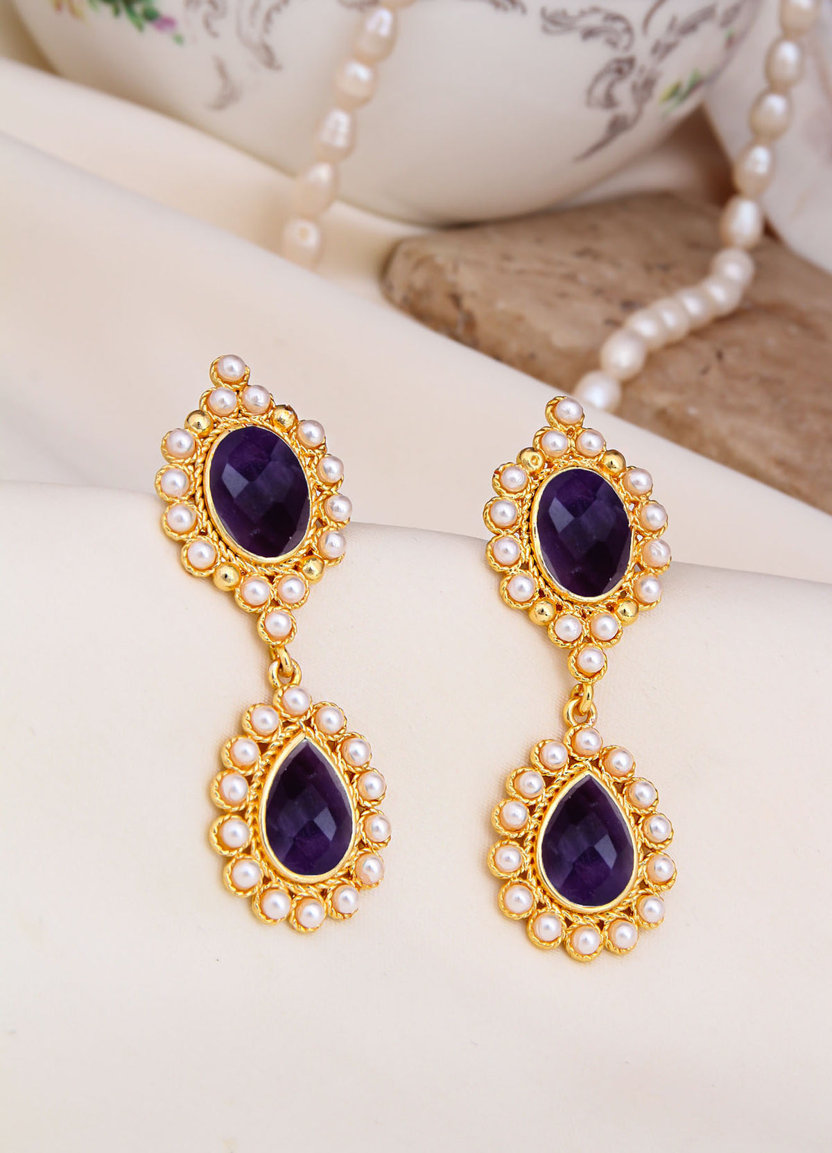 Amethyst & Pearl Boucle d'oreilles