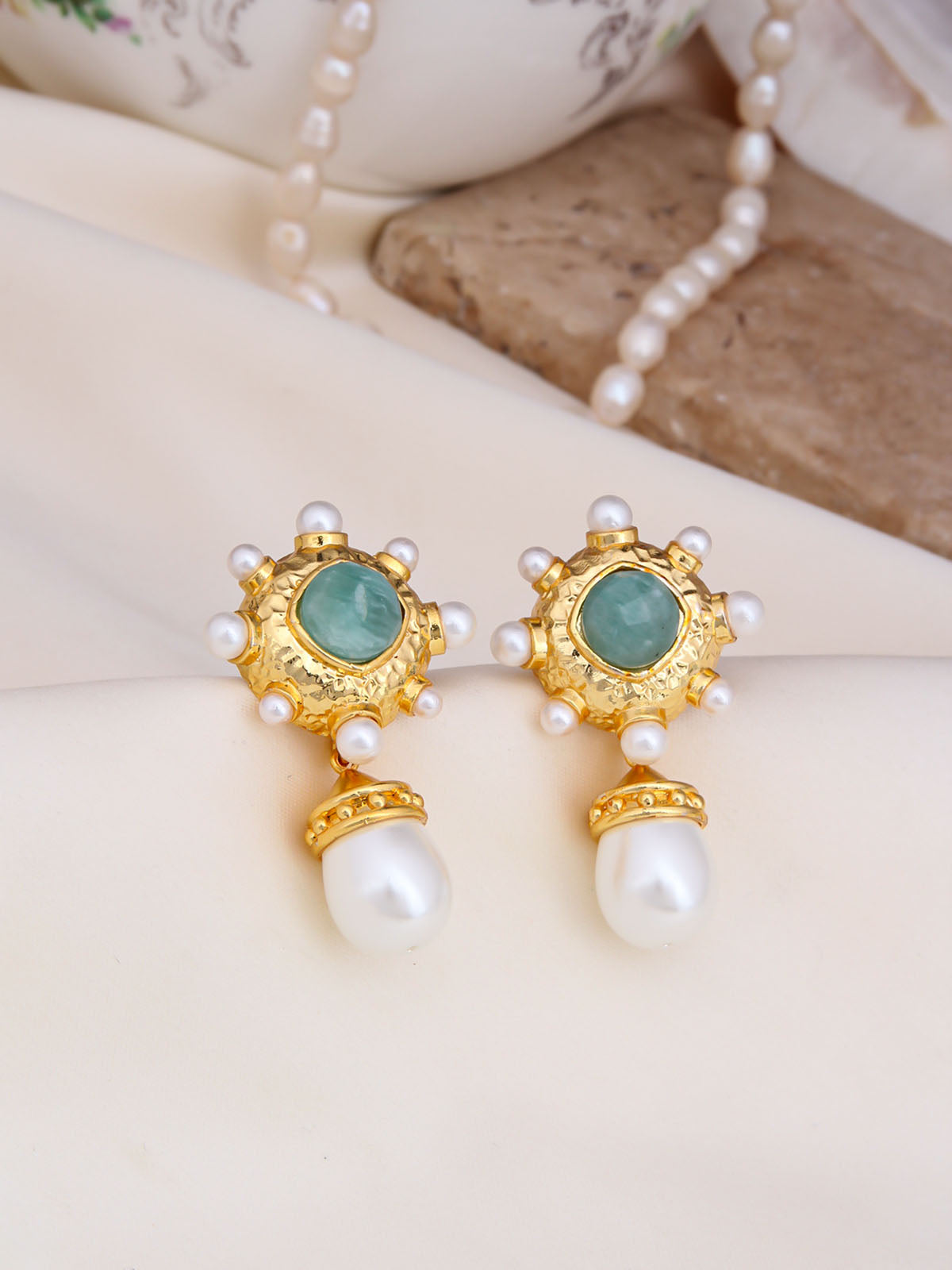 Amazonite & Pearl Earring