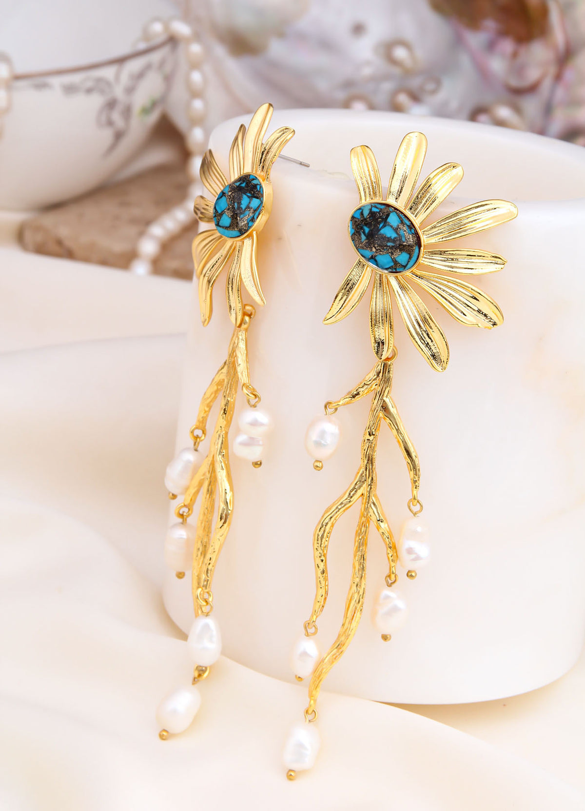 Turquoise  & Pearl Earring