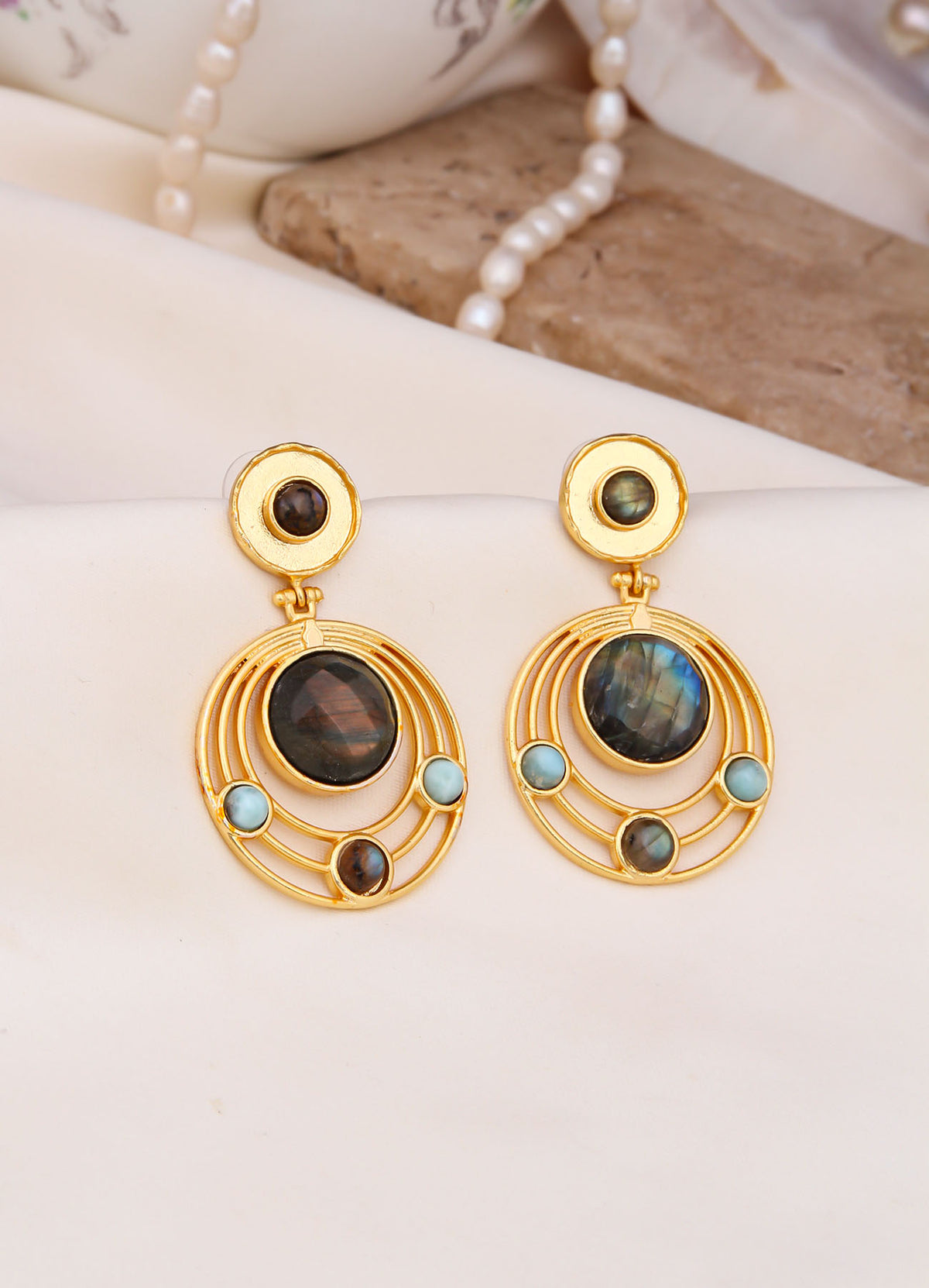 Labradorite & Amazonite Earring