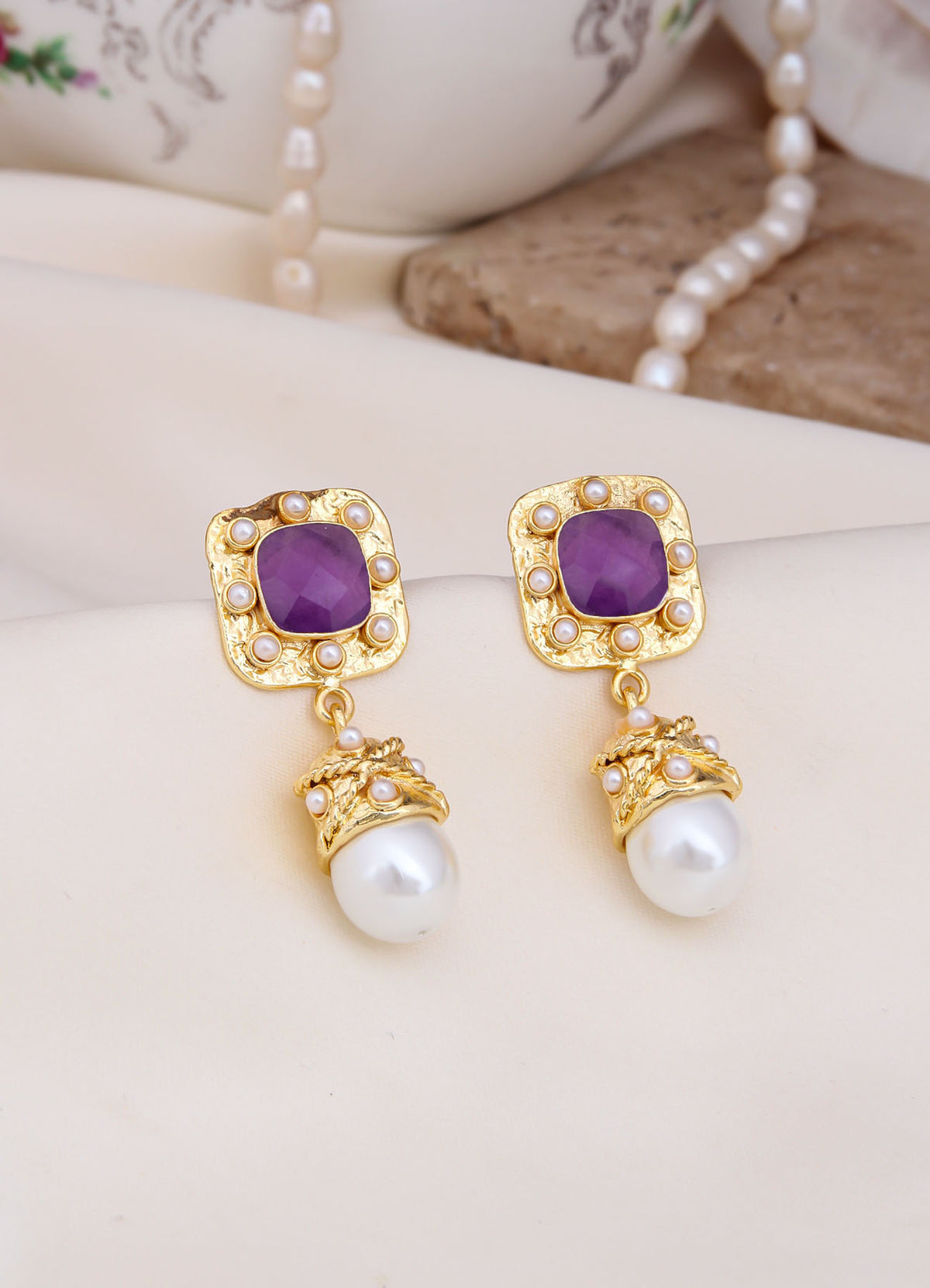 Amethyst & Pearl Boucle d'oreilles
