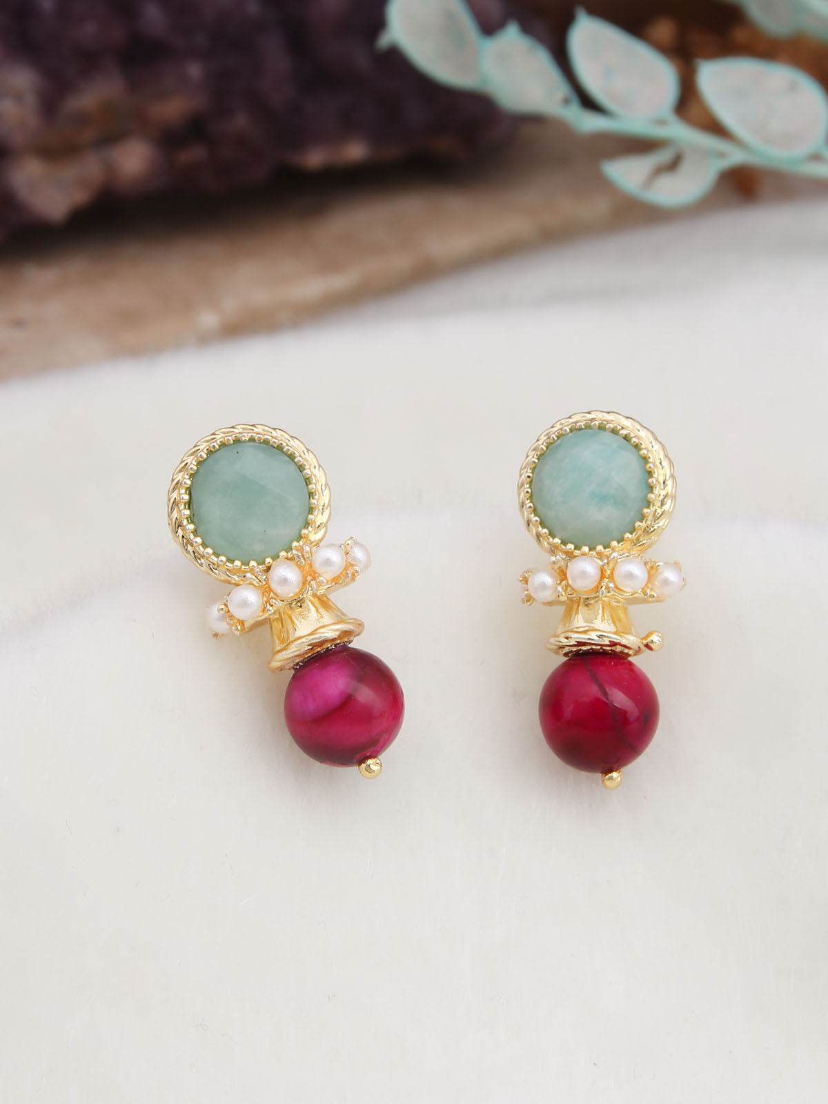 Amazonite & Tiger Eyes Boucle D'oreilles