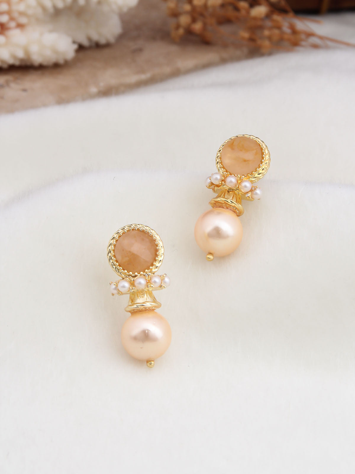 Citrine & Pearl Boucle D'oreilles
