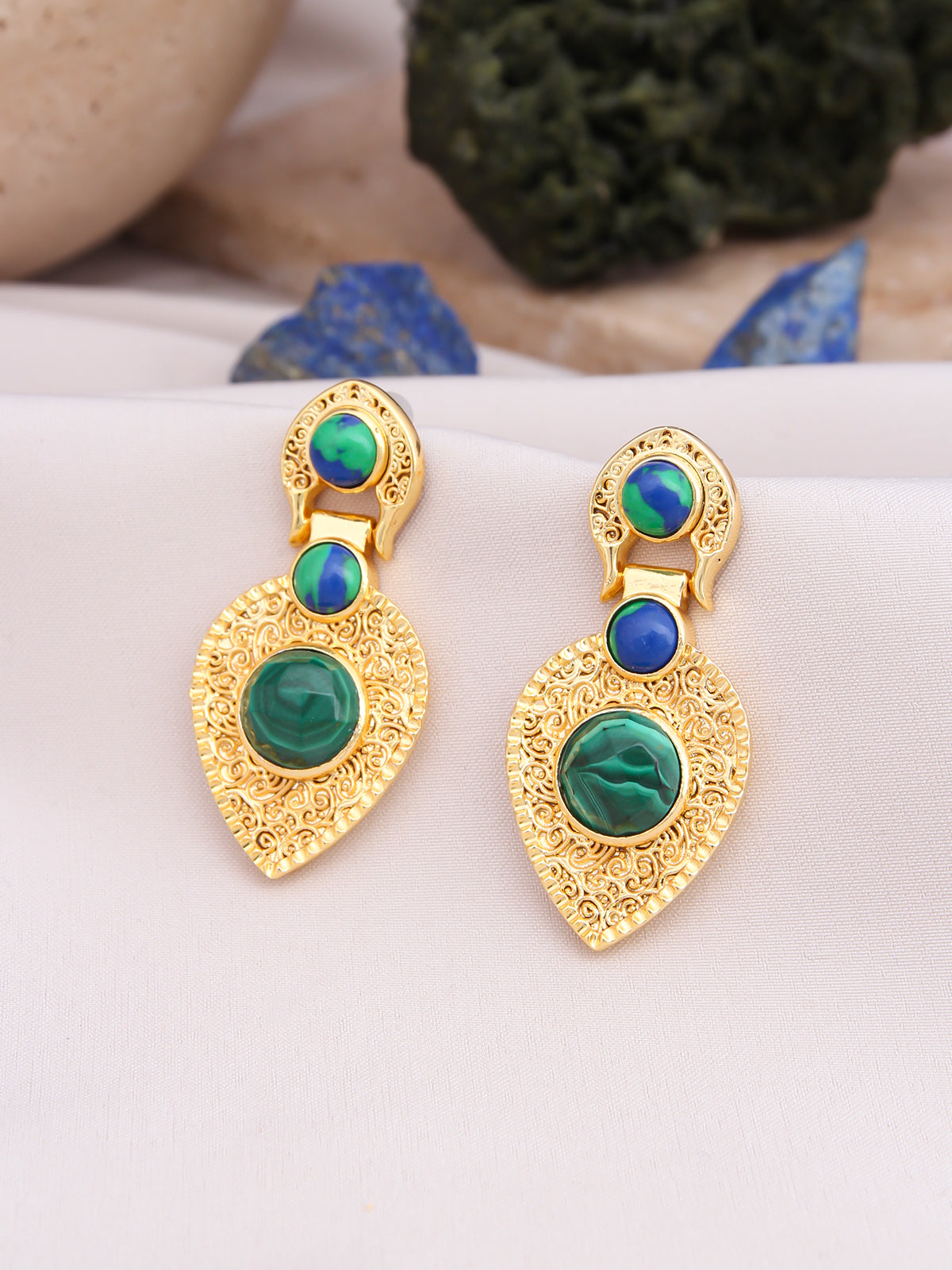 Malahite & Varasite Boucle d'orilles