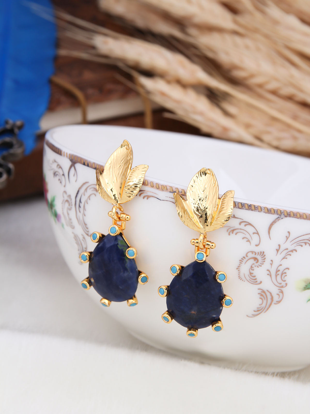 Lapis &amp; Zircon Earrings