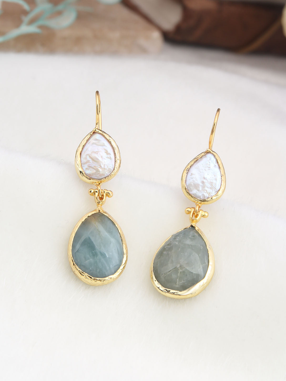 Amazonite & Pearl Boucle D'oreilles