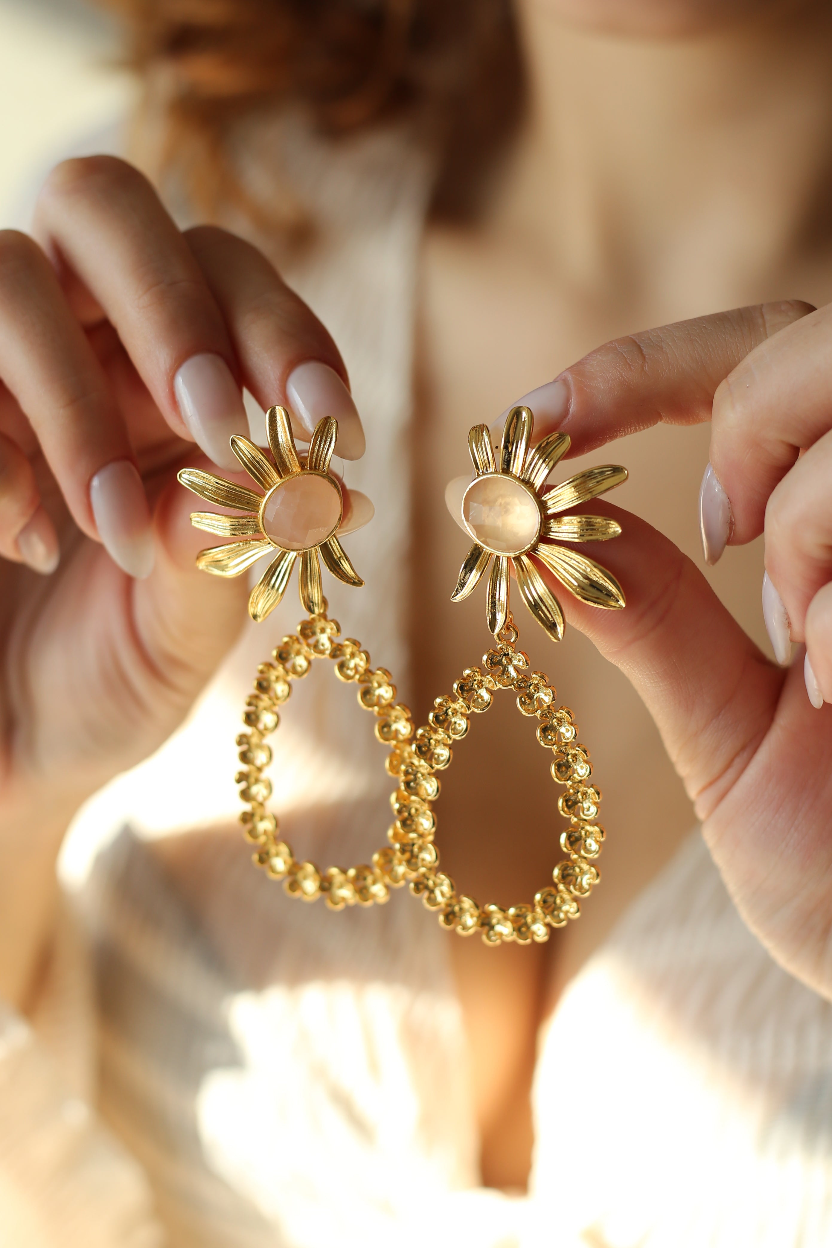 Pink Quartz Boucle d'oreilles