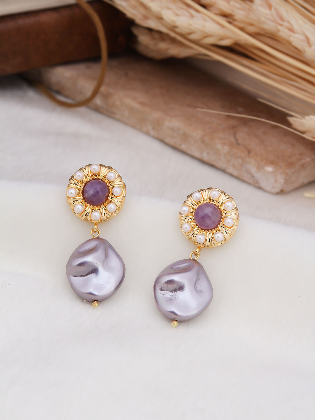 Amethyst & Pearl Boucle d'oreilles