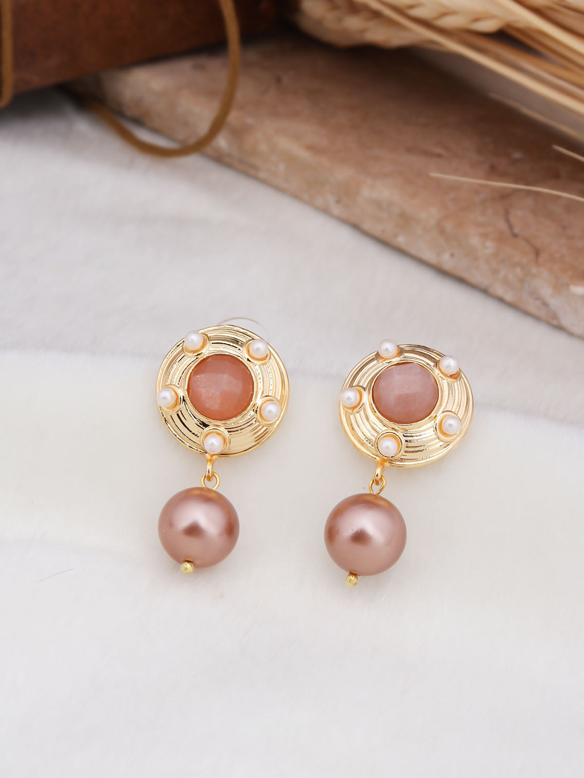 Sunstone & Pearl Boucle d'oreilles