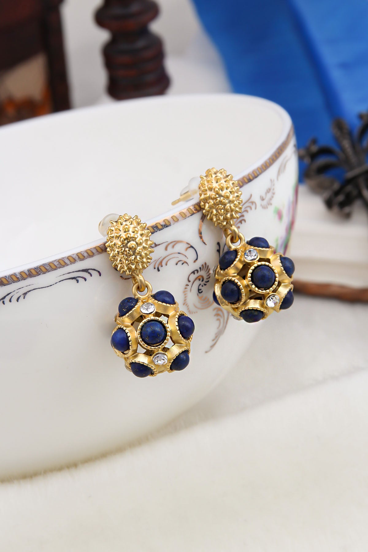 Lapis Lazuli & Zircon Boucles D'Oreilles
