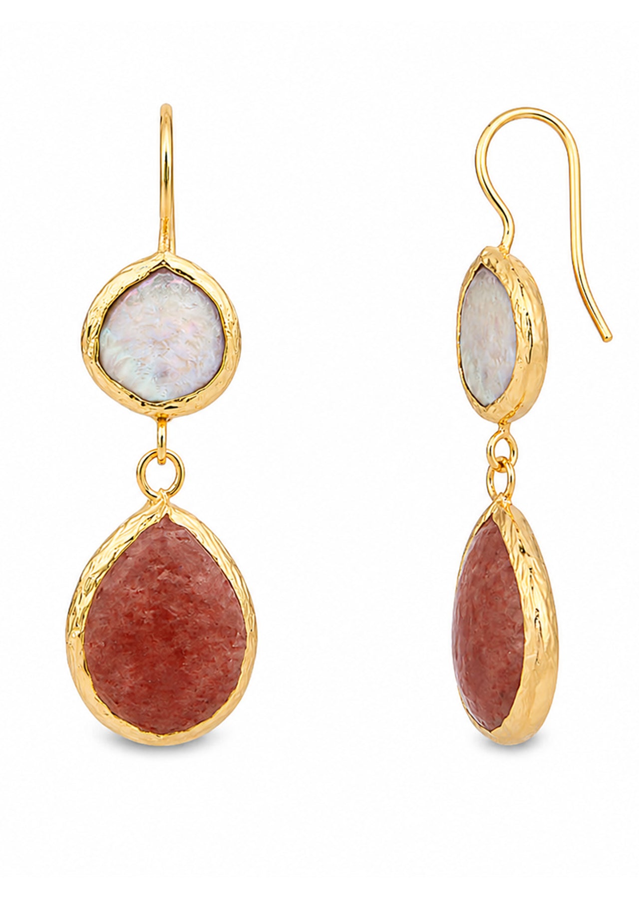Strawberry Quartz & Pearl Earring
