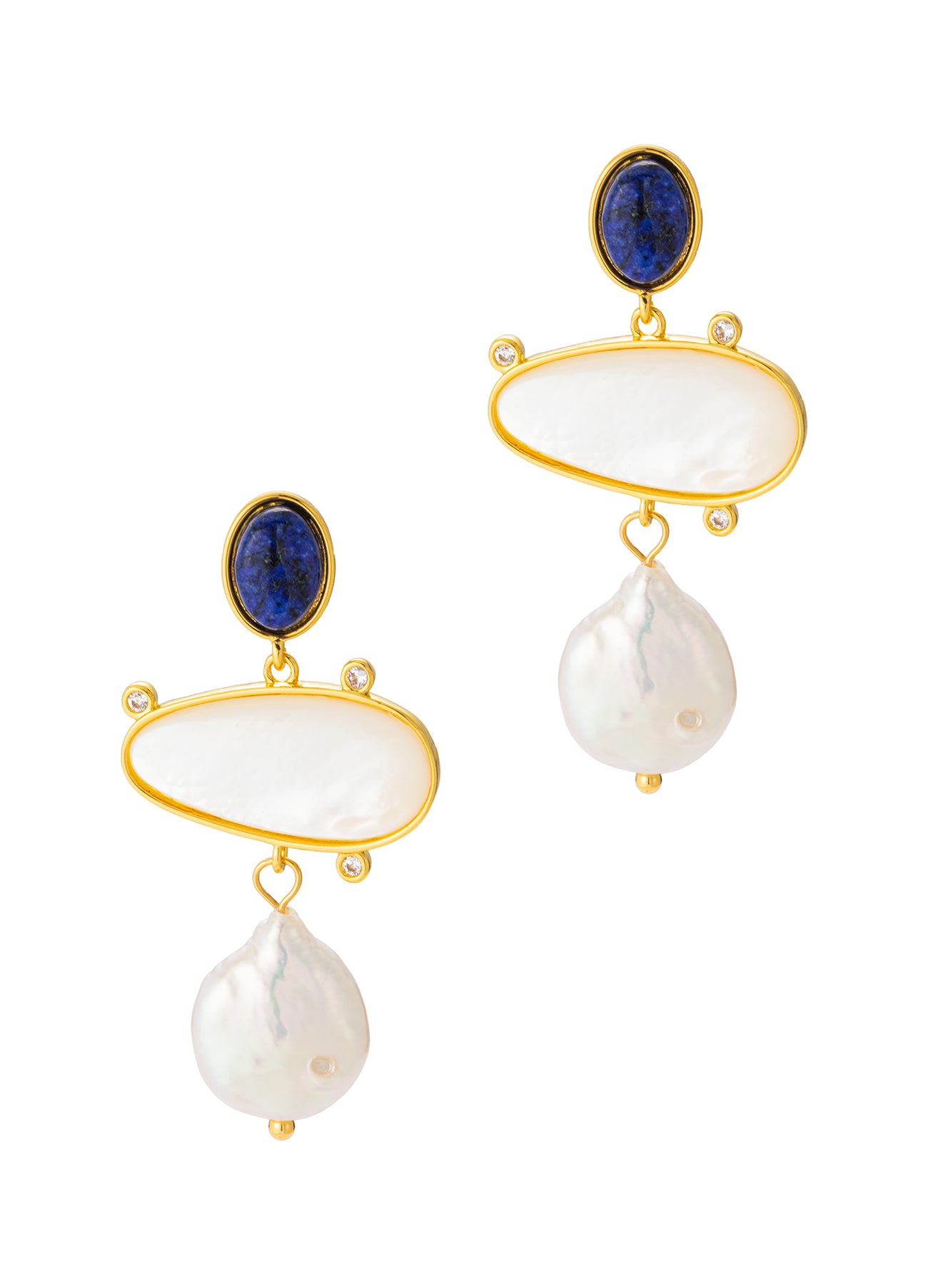 Lapis & Pearl Earring