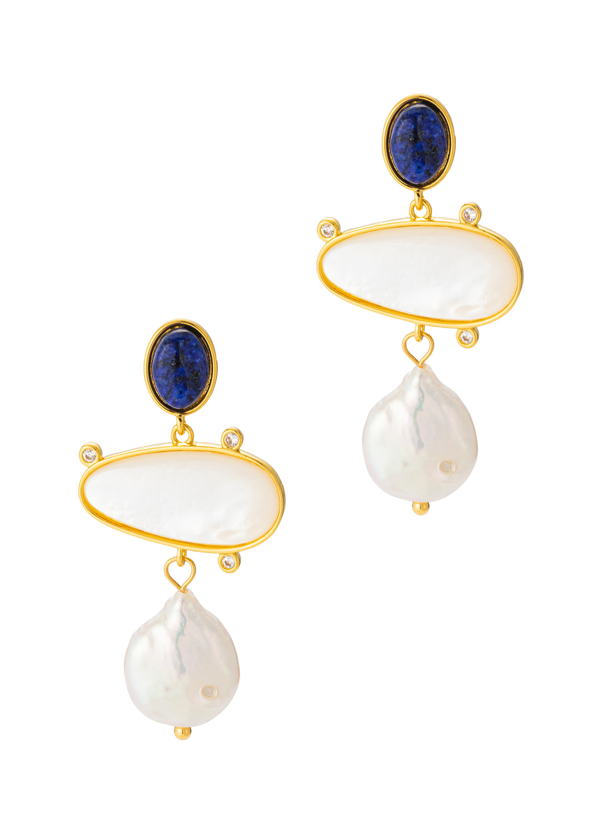 Lapis & Pearl Earring