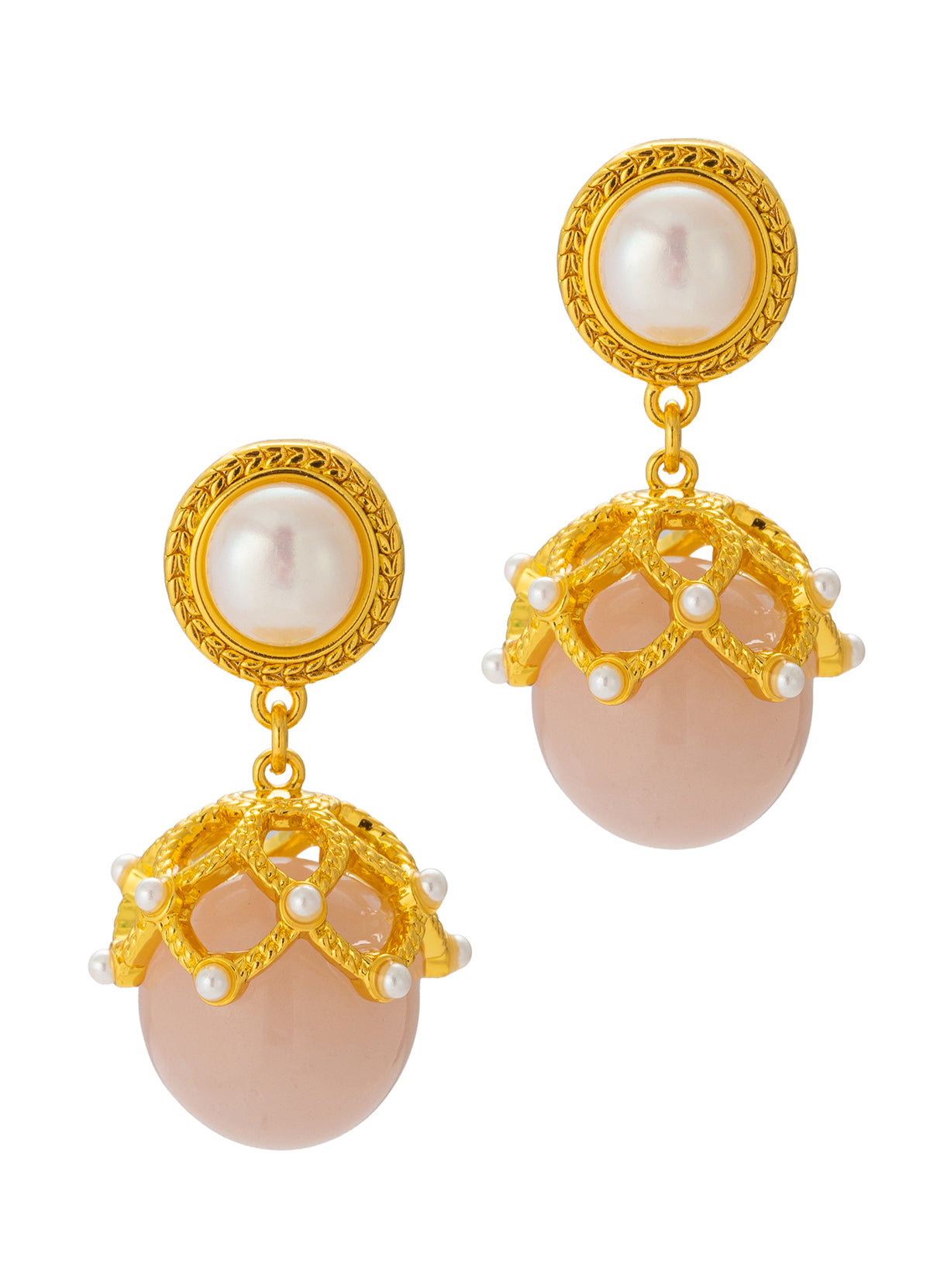 Pearl & Pink Quartz Earring