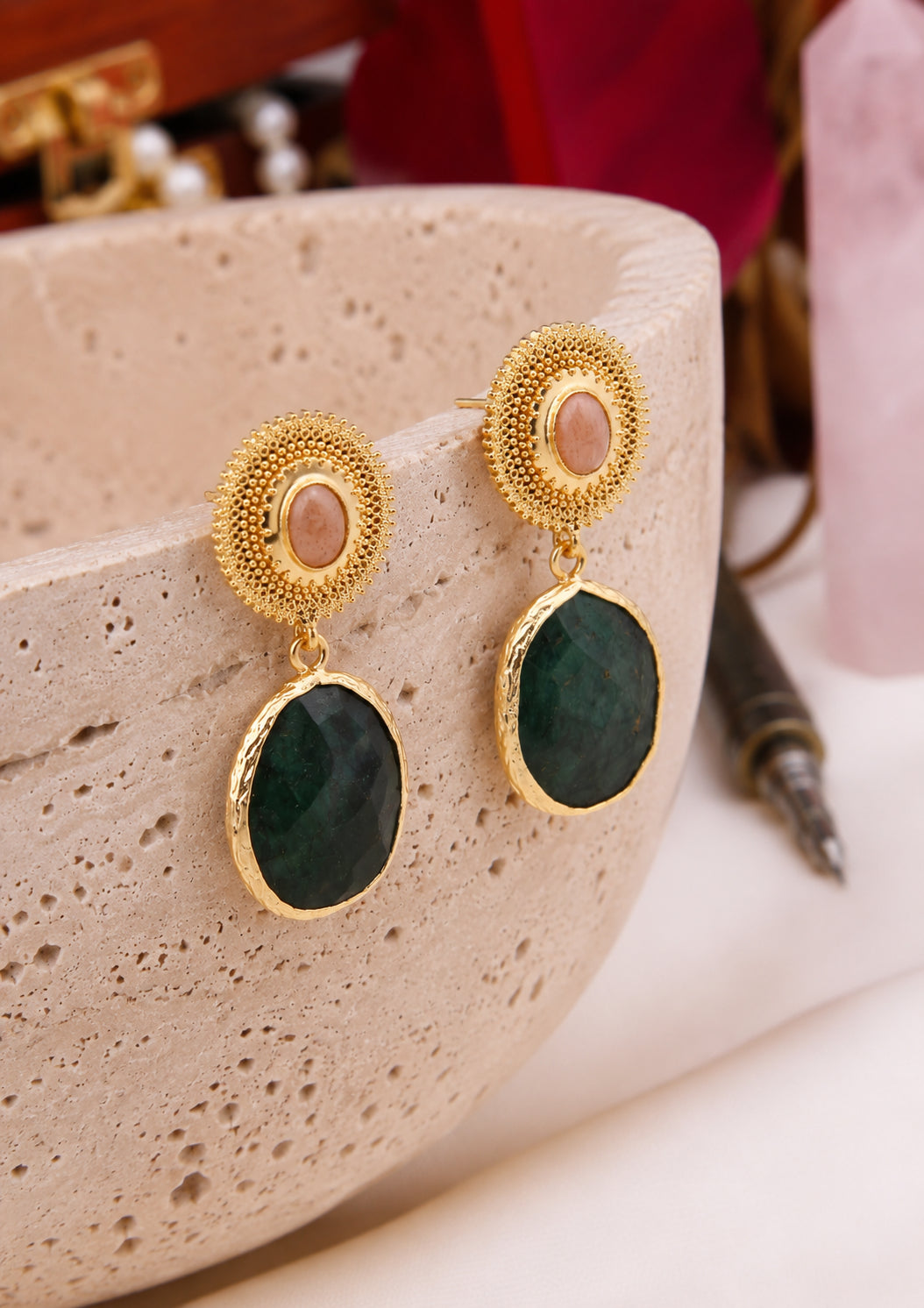 Root Emeral Earring