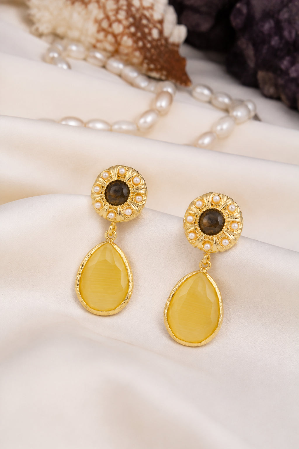 Labradorite & Cat Eyes Earring