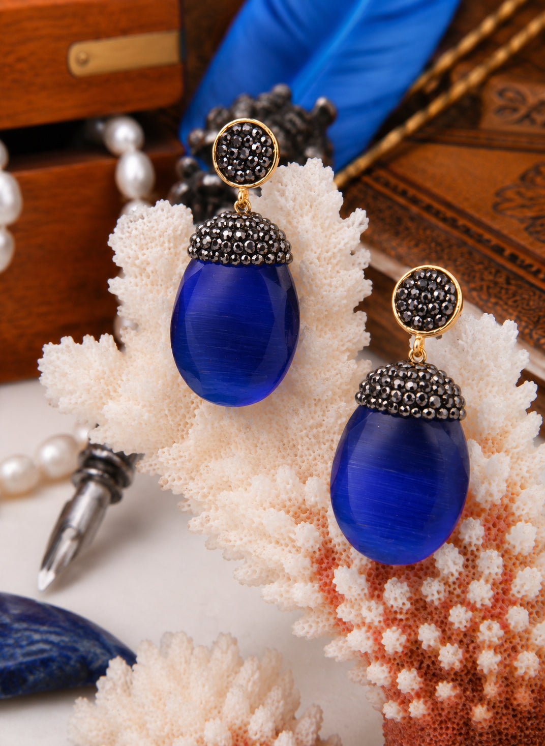 Cat eyes & Hematite Earring