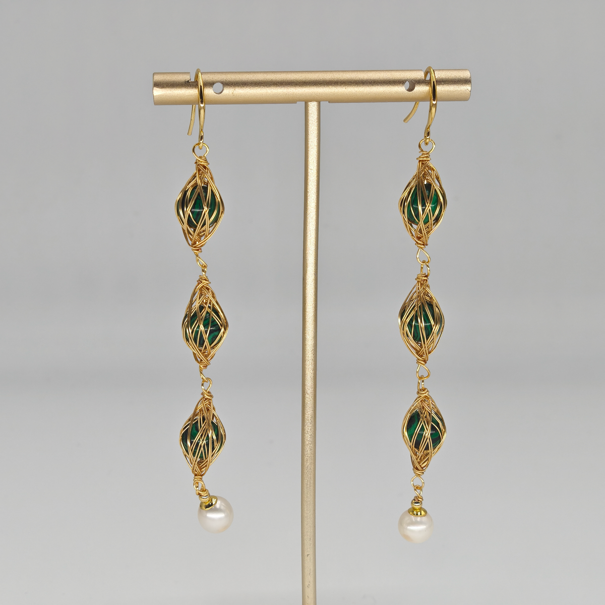 Malahite & Pearl Earring