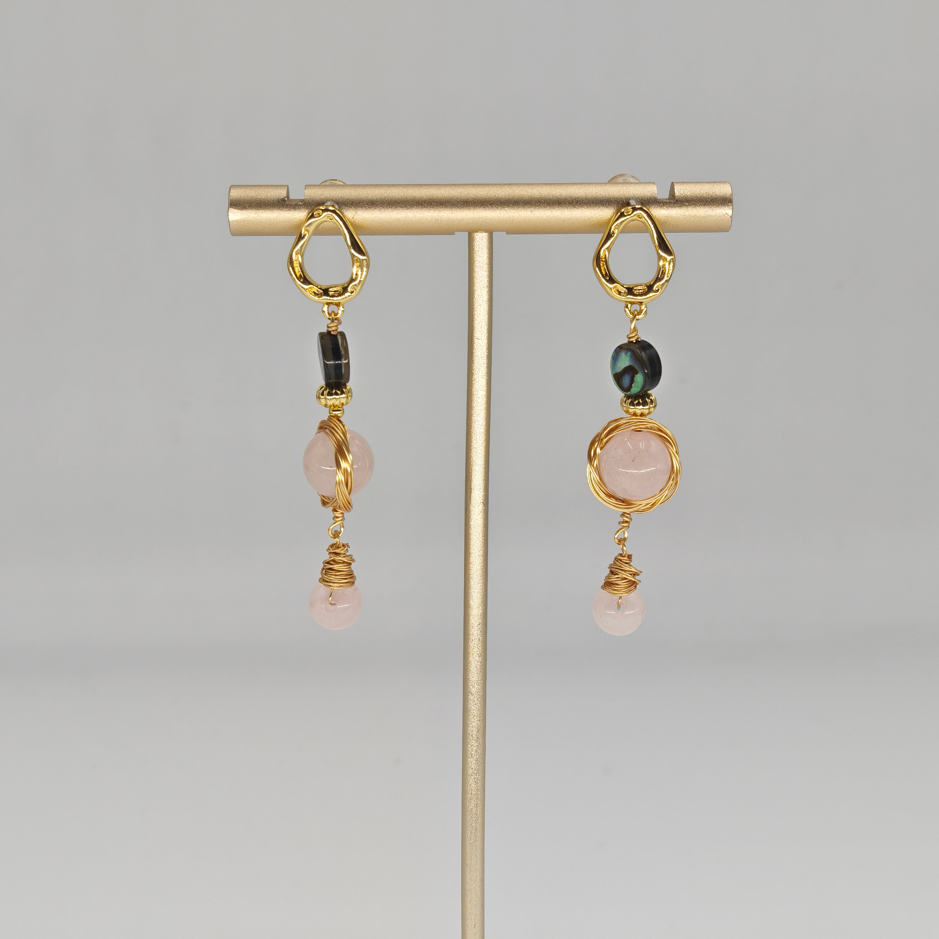 Pink Quartz & Ocean Nacre Earring