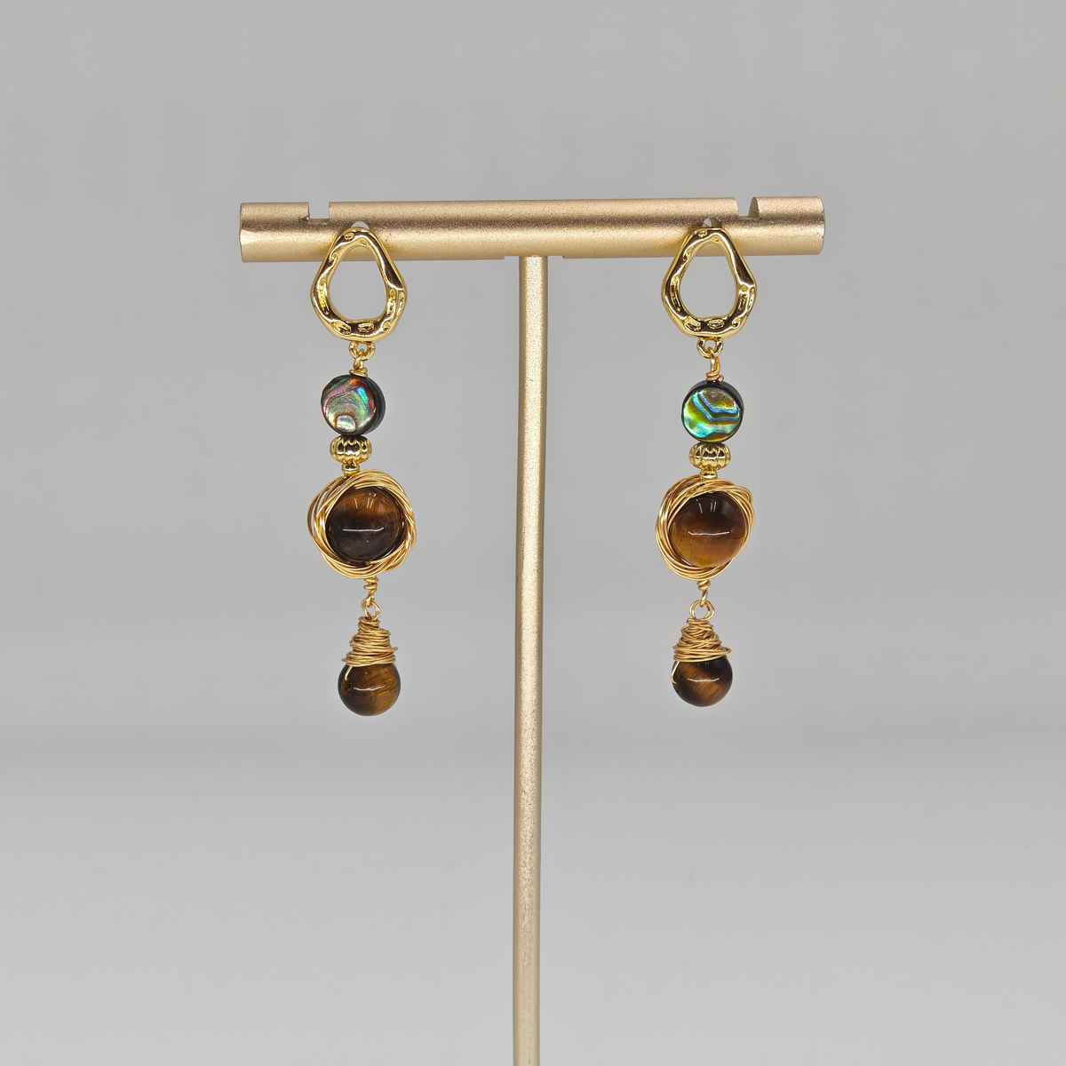 Tiger Eyes & Ocean Nacre Earrin