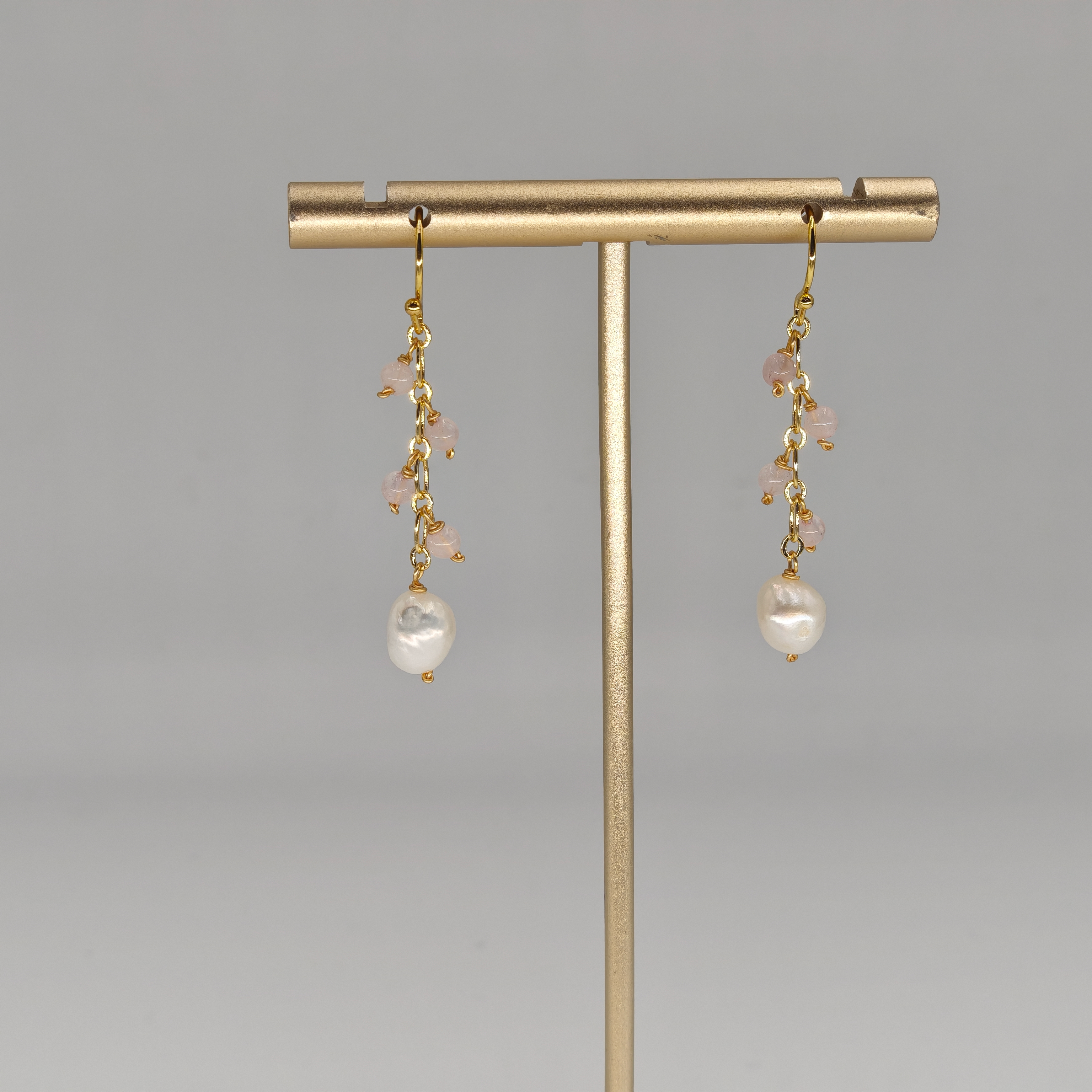 Pink Quartz & Pearl Earring