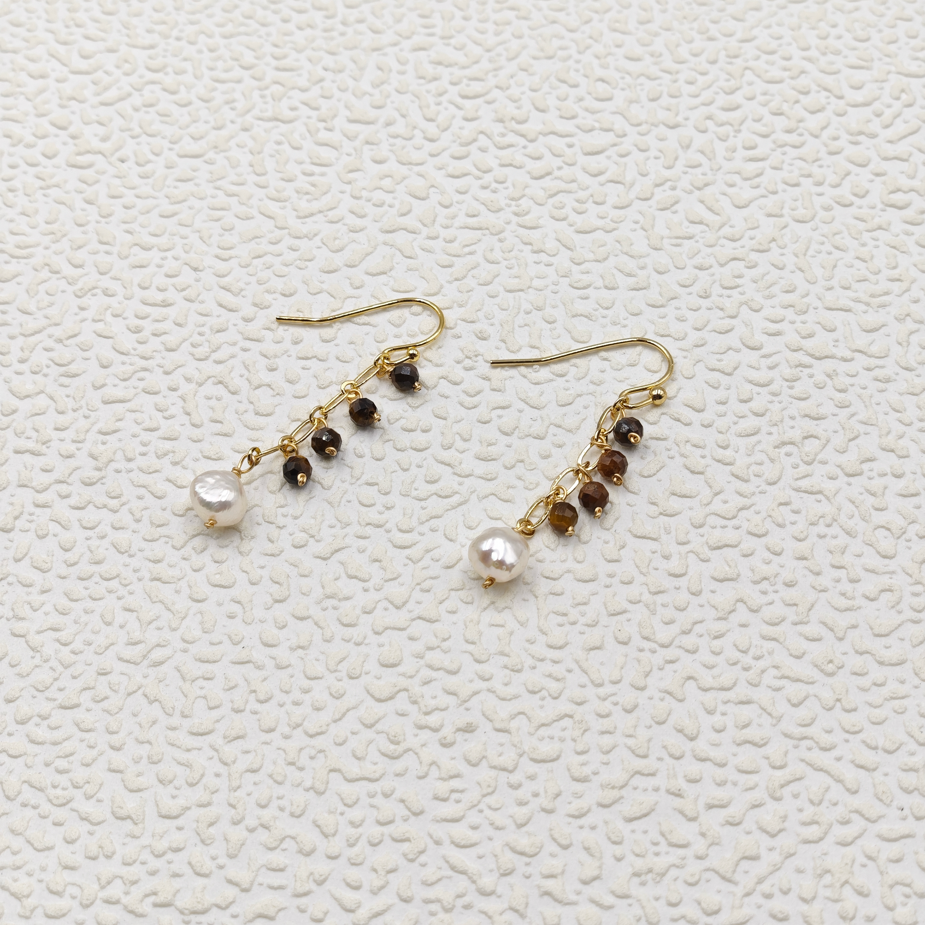 Tiger Eyes & Pearl Earring