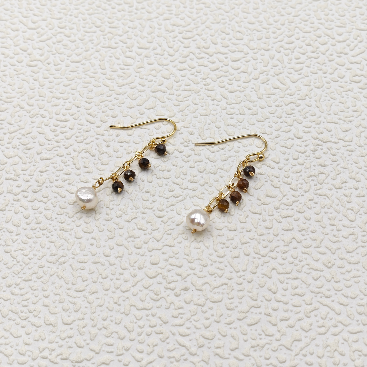Tiger Eyes & Pearl Earring