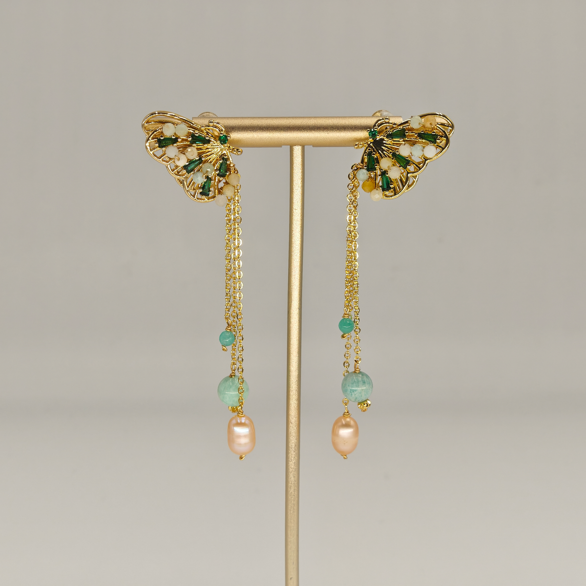 Agate & Pearl & Zircon Earring