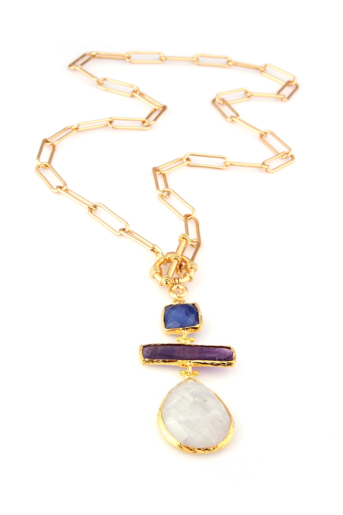 Agate & Amethyst & Moon stone Collier