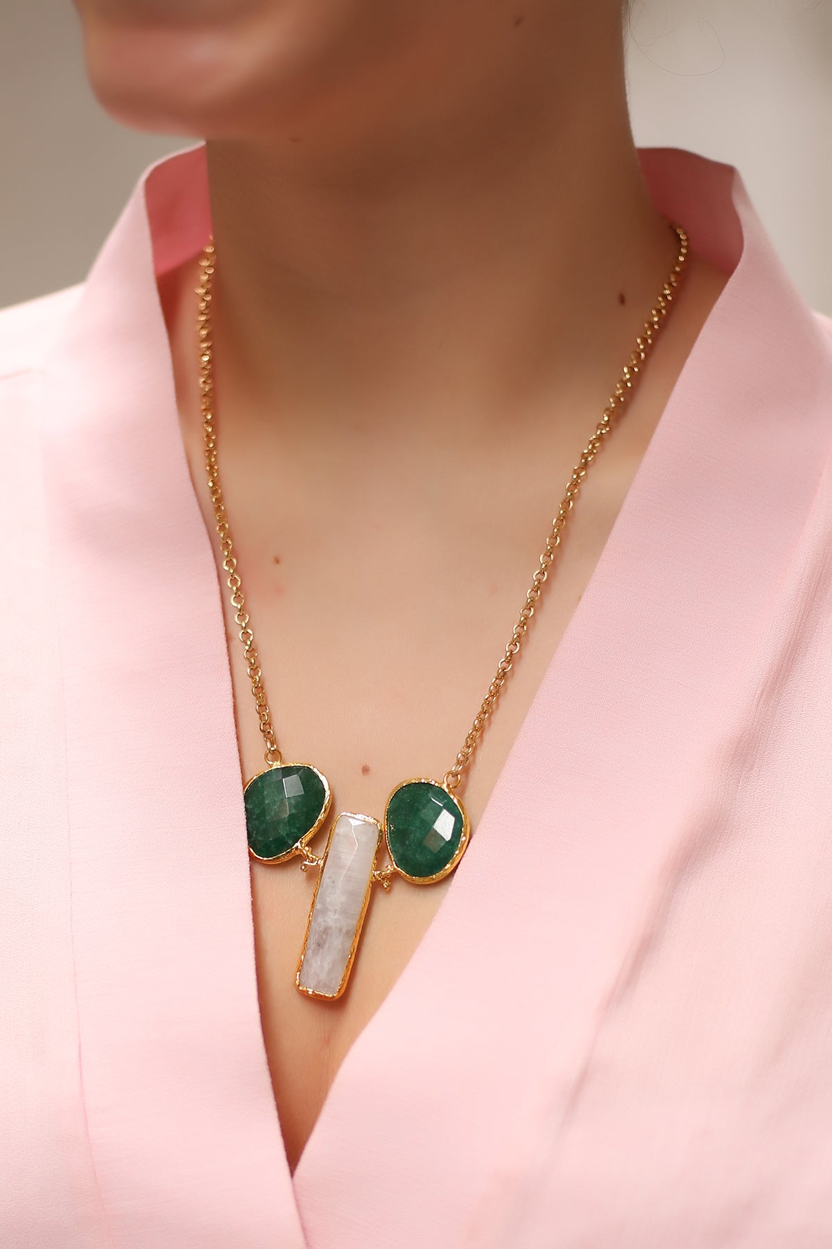 Agate & Moon Stone Collier
