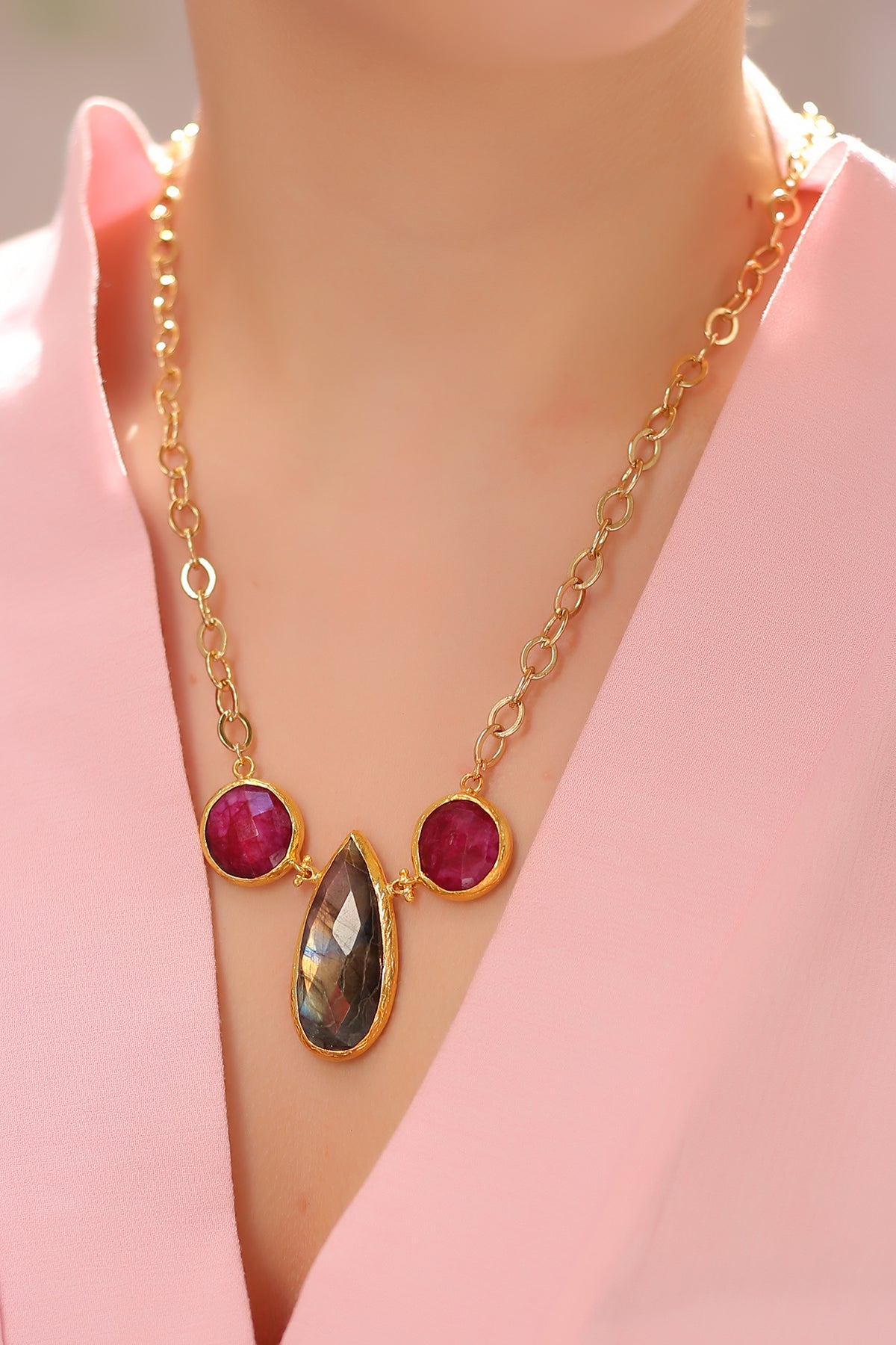 Agate & Labradorite Collier