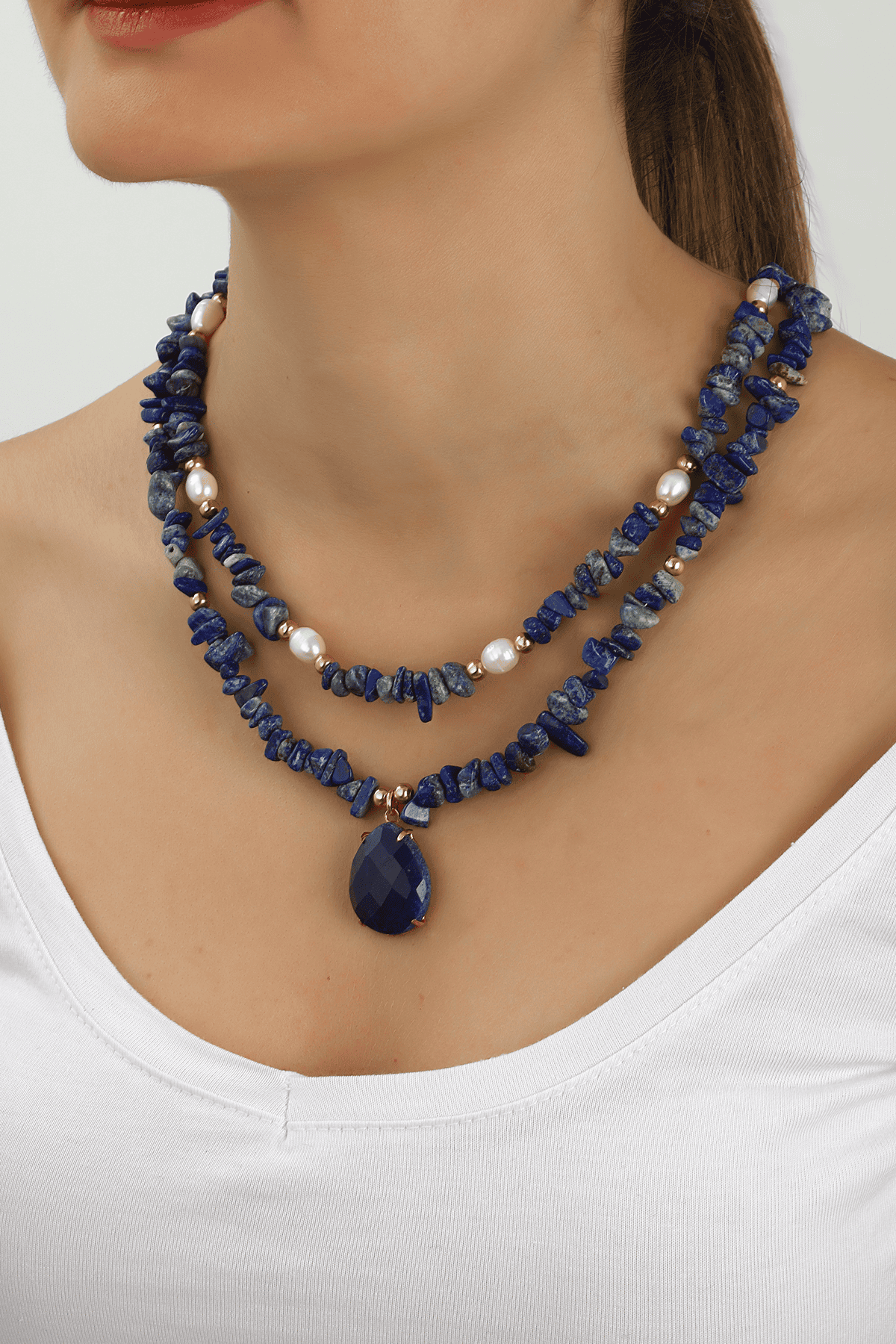 Lapis Lazuli & Saphire Collier