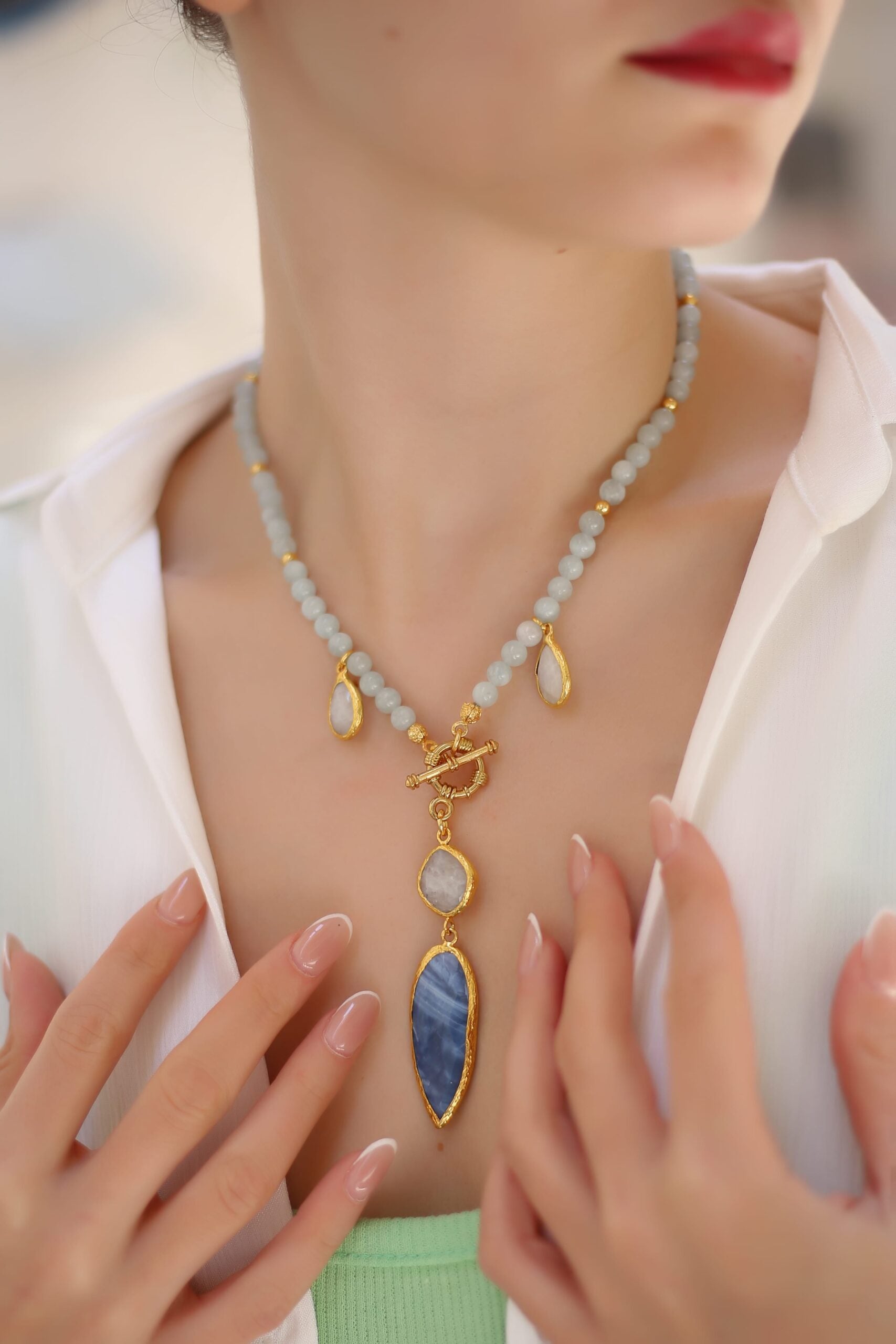 Aquamarine & Moonstone Collier