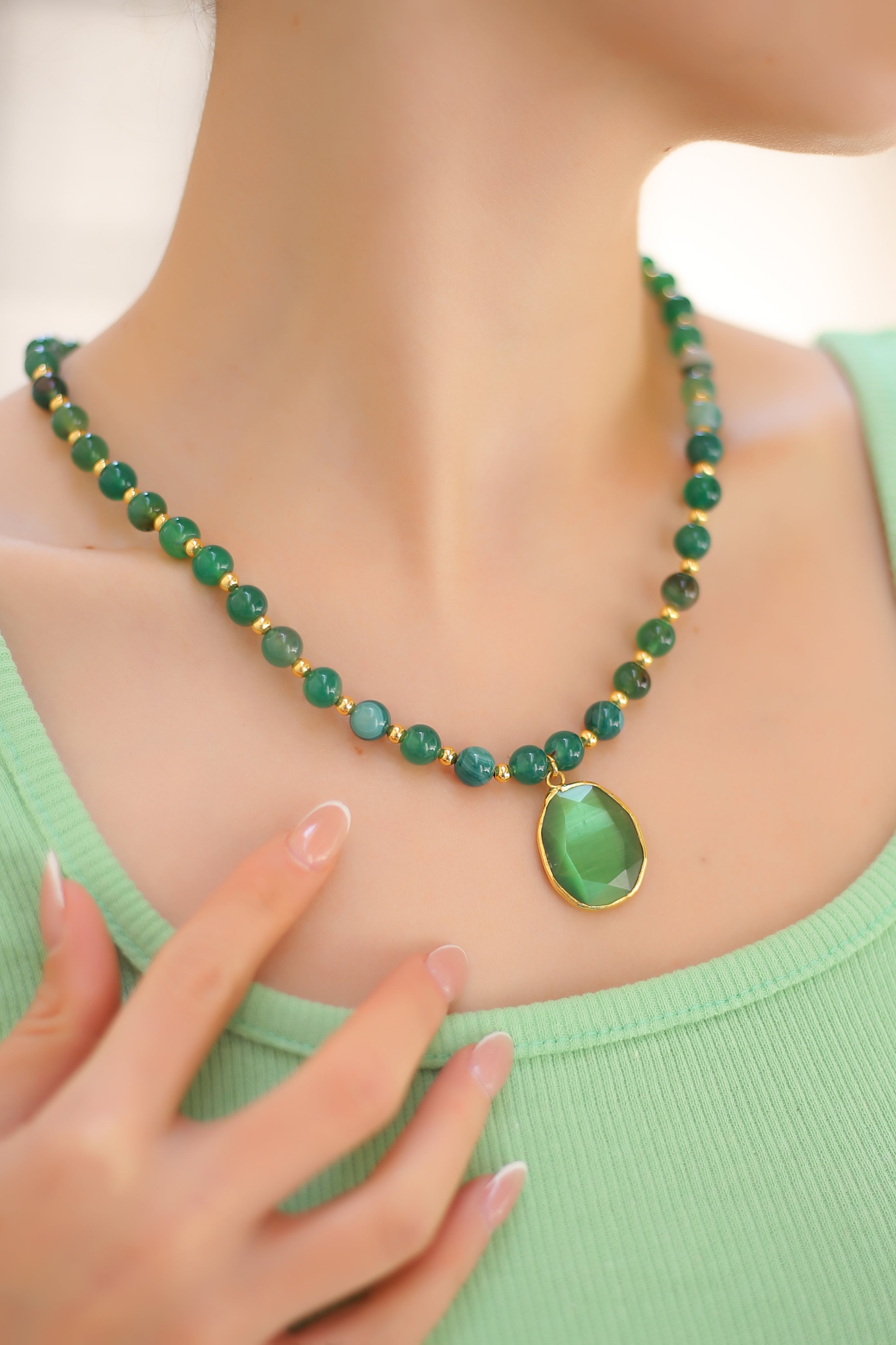 Agate & Cat Eyes Collier