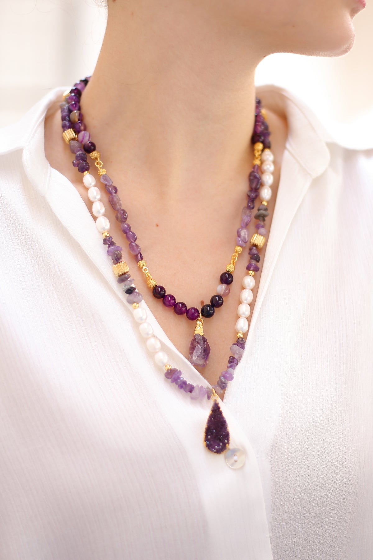 Amethyst & Pearl Collier