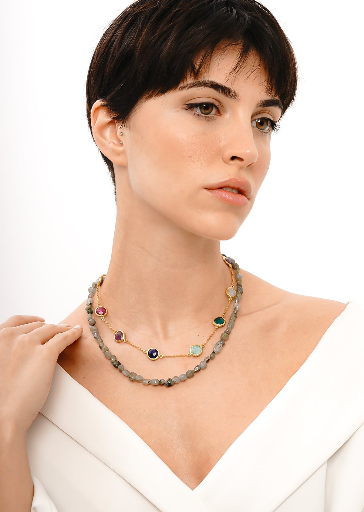 Labradorite & Mix Stone Collier