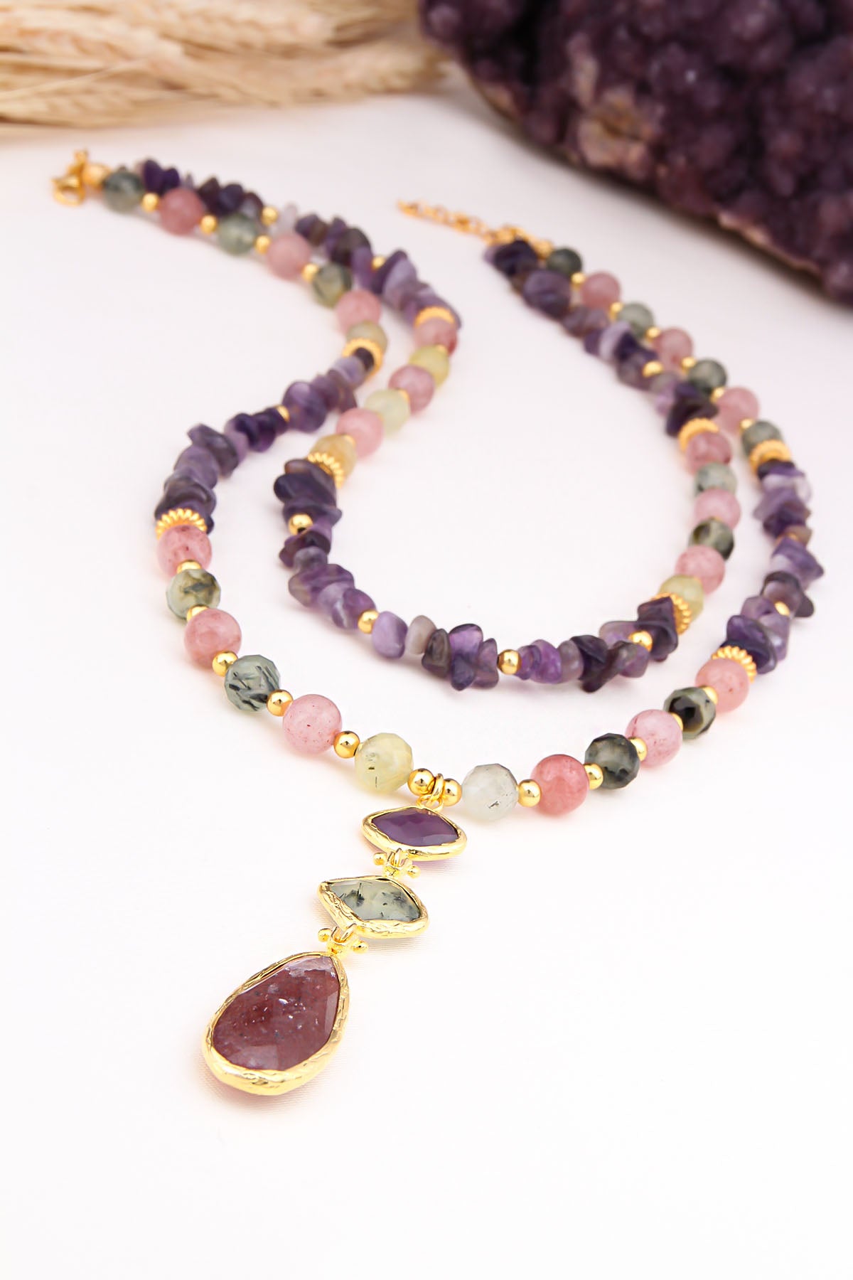 purple & black & pink Collier
