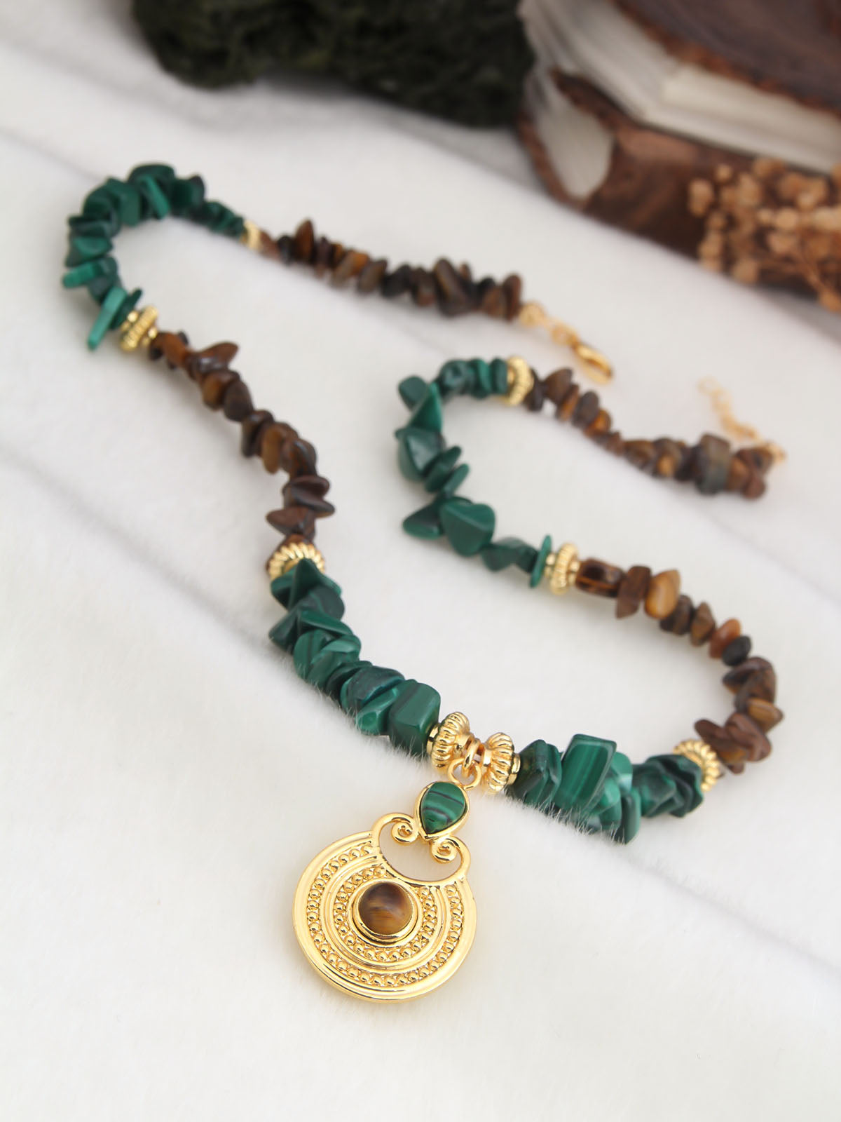 Malahite & Tiger Eyes Necklace