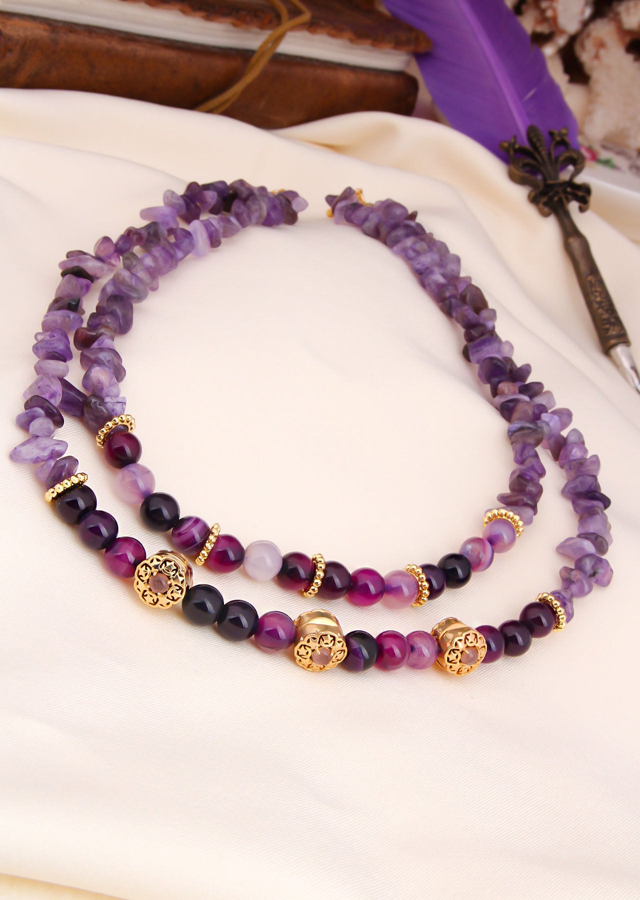 Amethyst & Zircon Necklace
