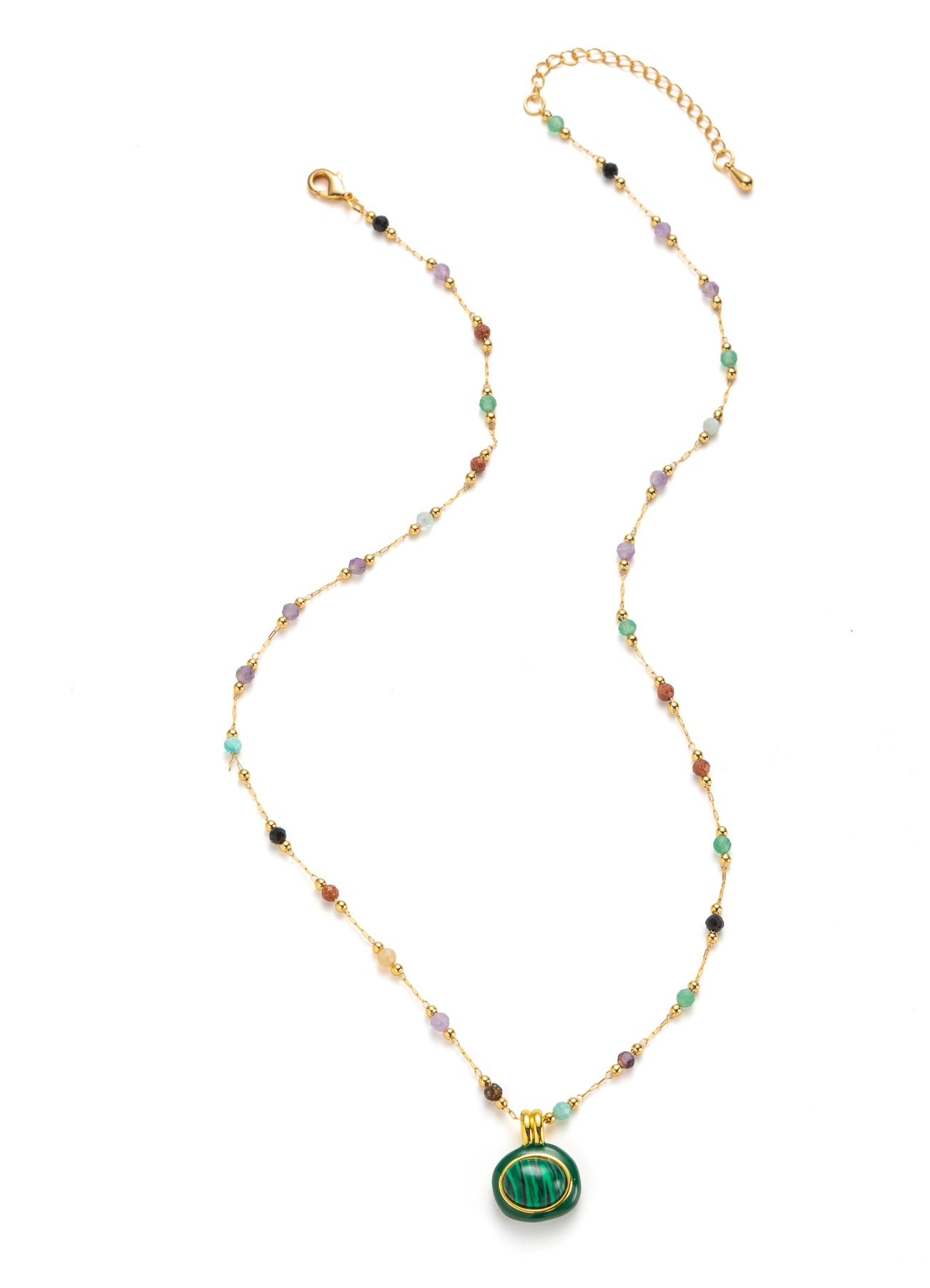 Malahite & Zircon Necklace