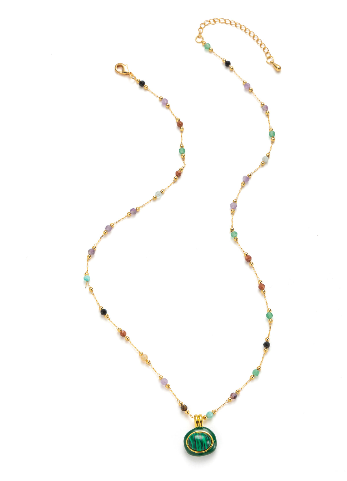 Malahite & Zircon Necklace